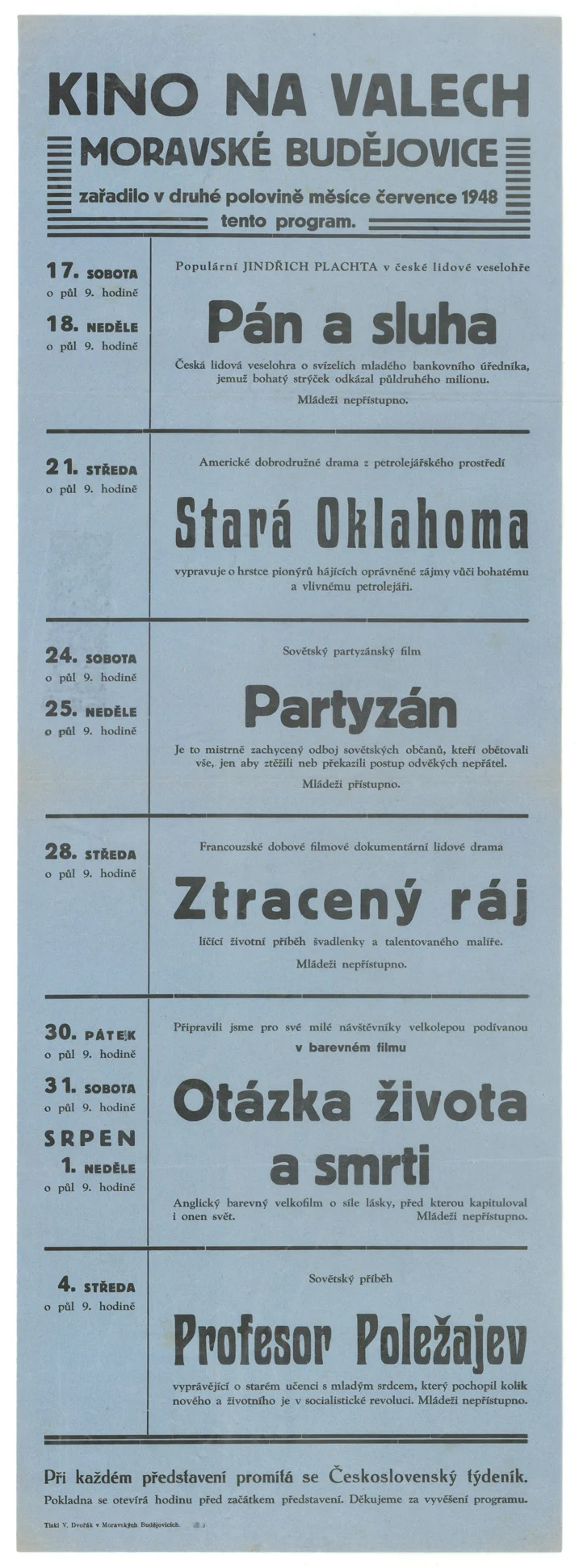 Náhledový obrázek předmětu Kino Na valech