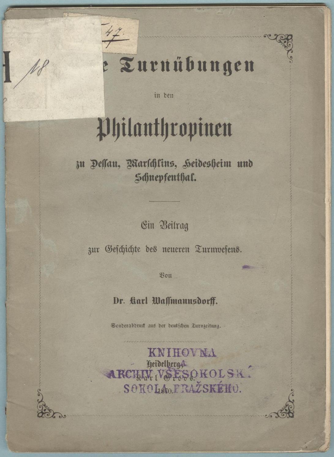 Náhledový obrázek Die Turnübungen in den Philantropinen zu Dessau, Marschlins, Heidesheim und Schnepfenthal - 1