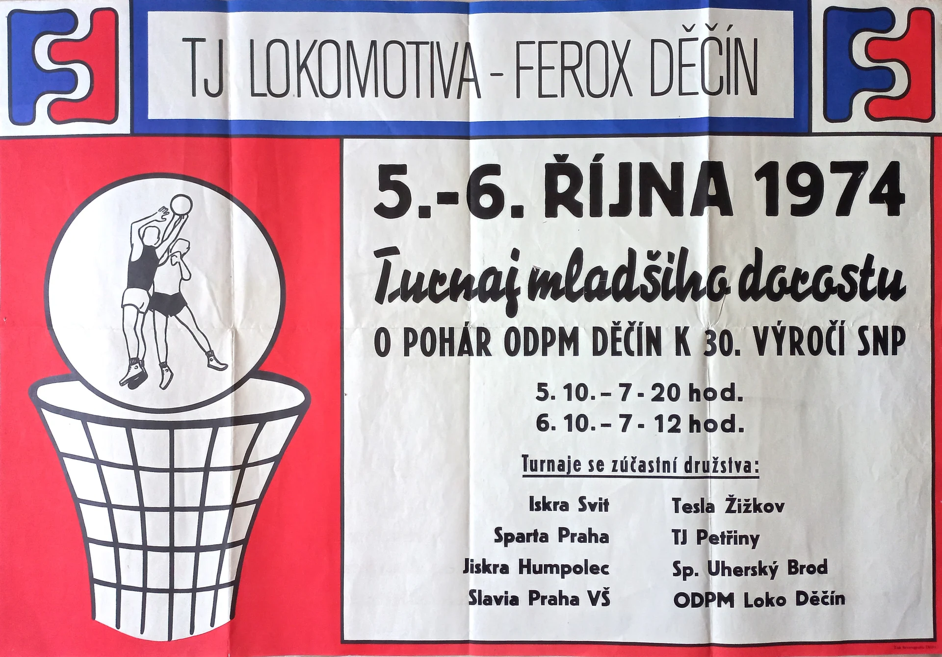 Náhledový obrázek předmětu Turnaj mladšího dorostu v košíkové. TJ Lokomotiva - Ferox Děčín