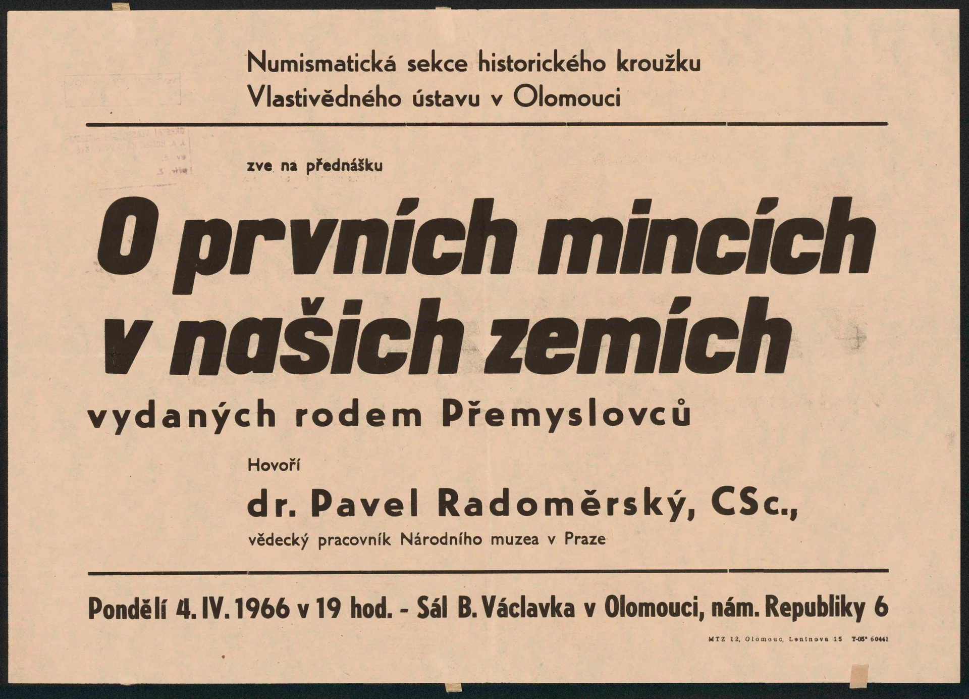 Náhledový obrázek předmětu O prvních mincích v našich zemích