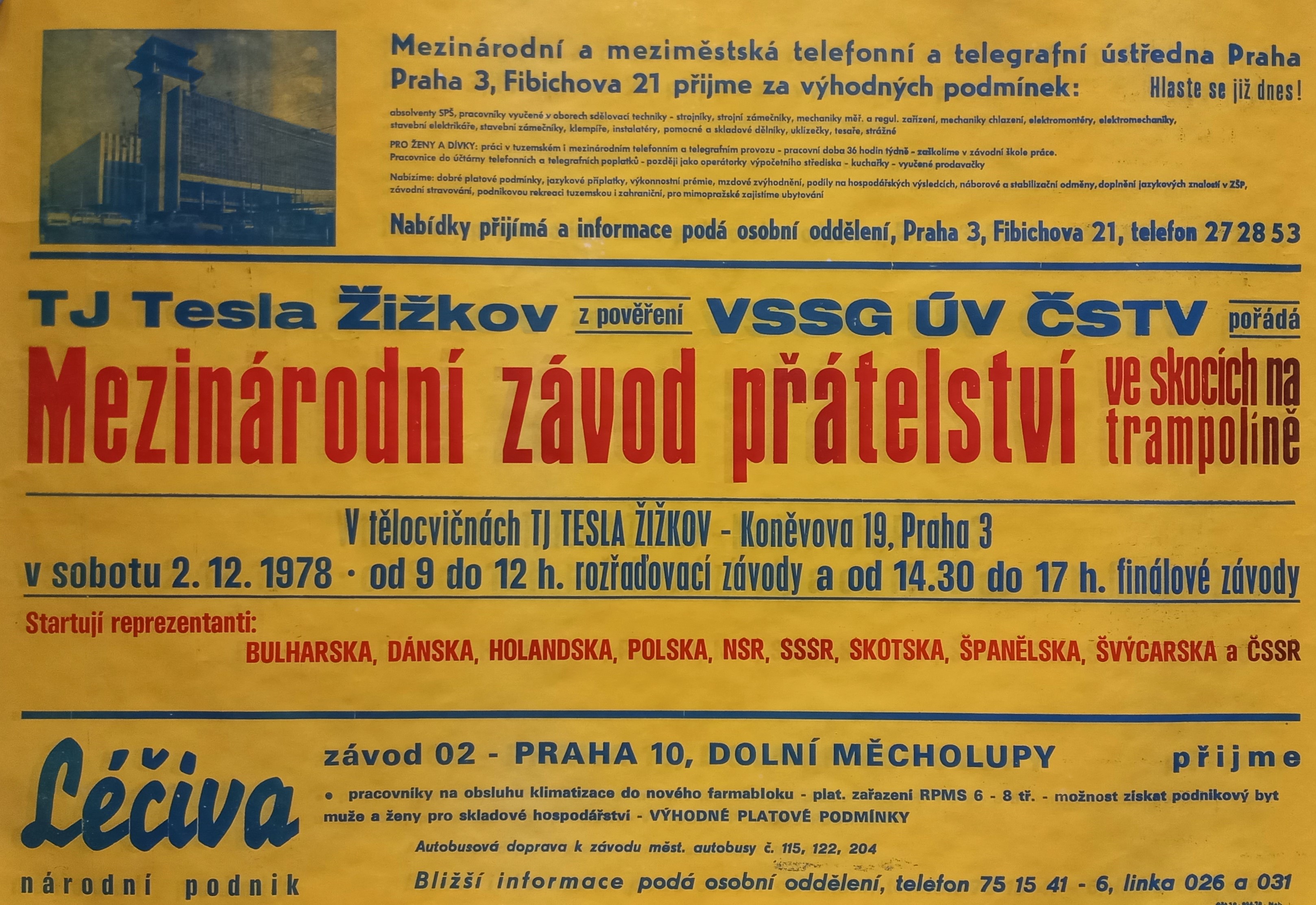 Náhledový obrázek Mezinárodní závod přátelství ve skocích na trampolíně. Praha 1978 - 1