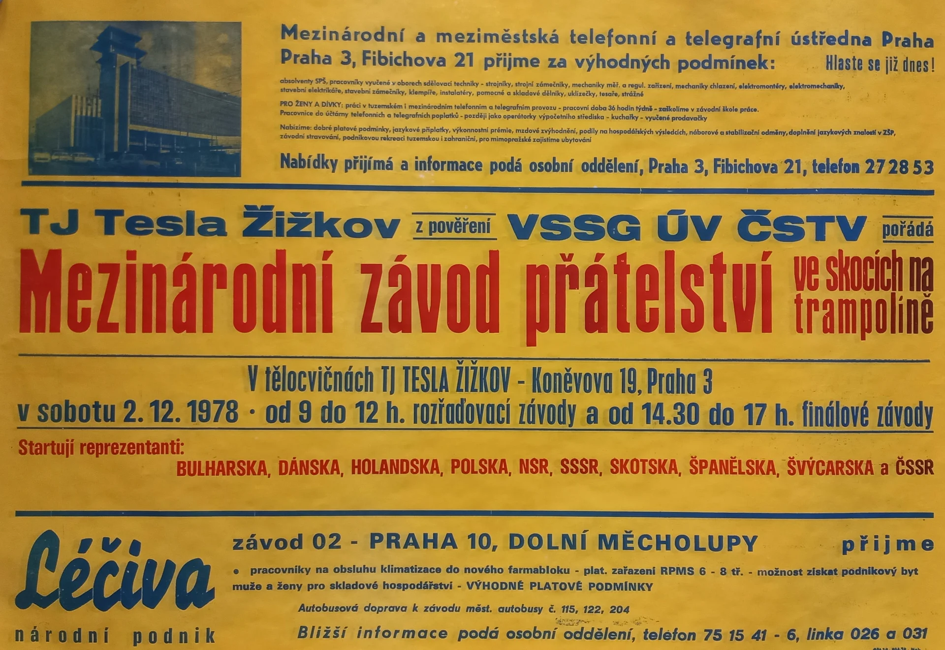 Náhledový obrázek předmětu Mezinárodní závod přátelství ve skocích na trampolíně. Praha 1978