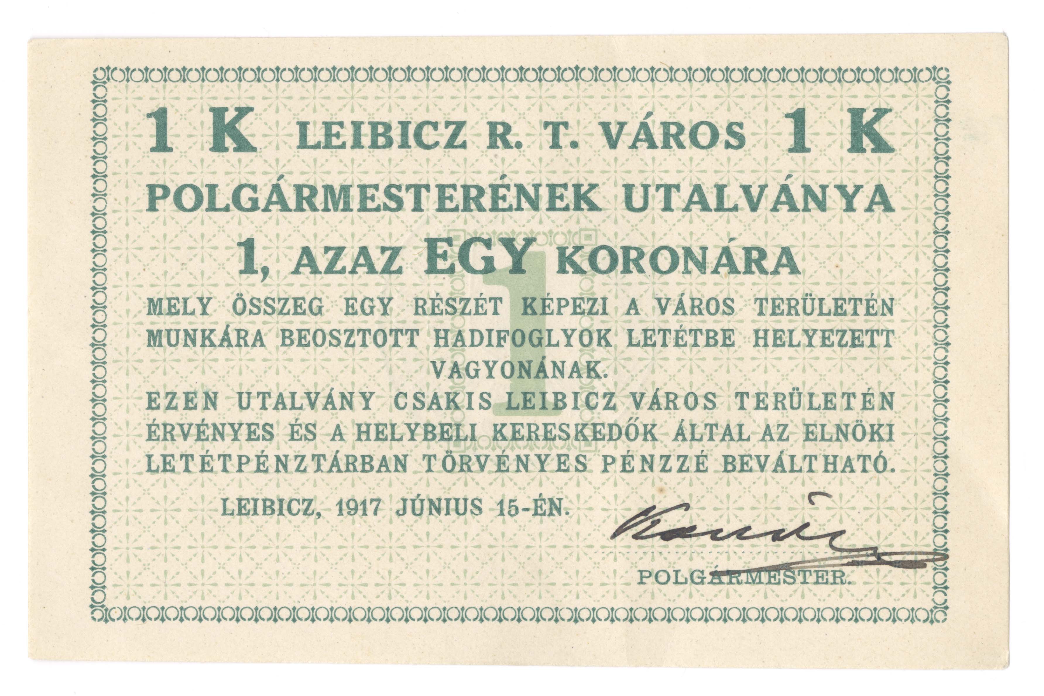 Náhledový obrázek Nouzový peníz 1 koruna - 1