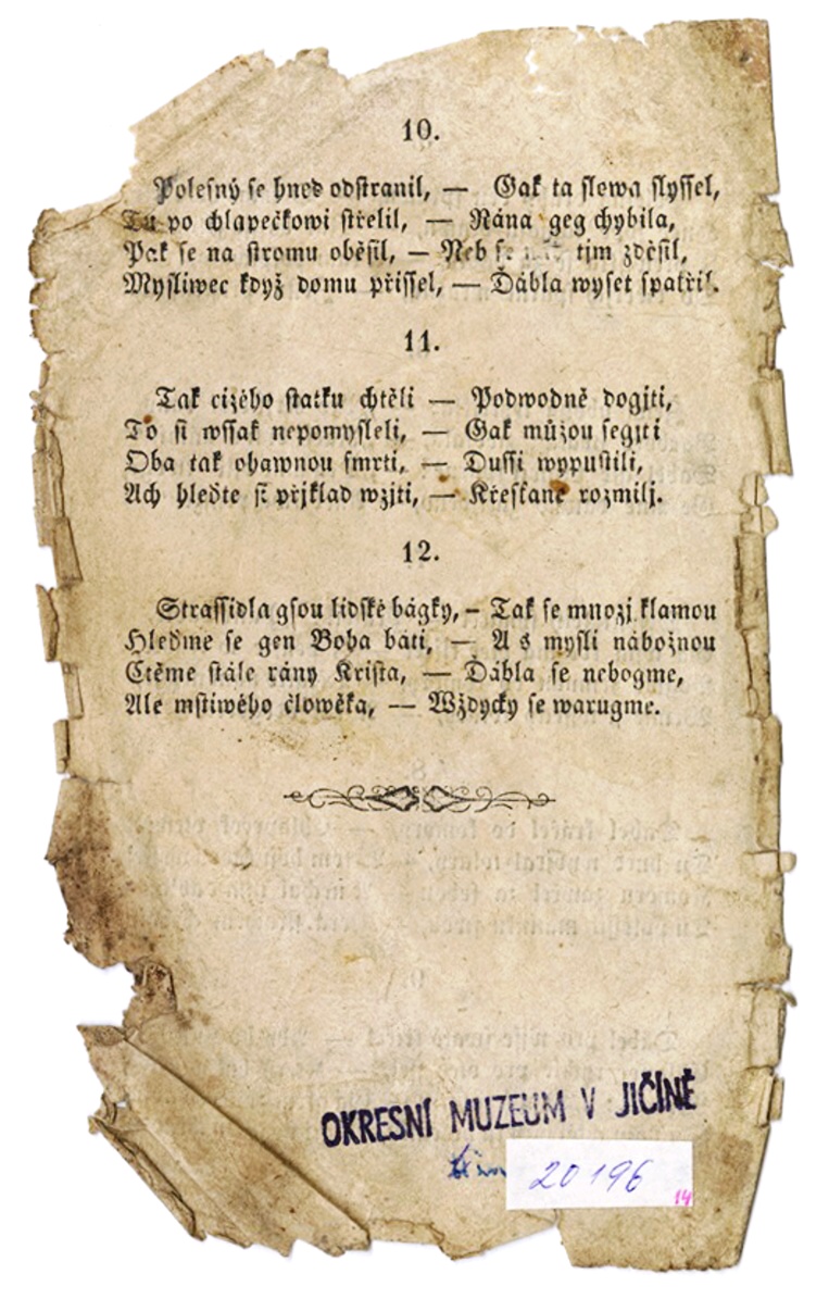 Náhledový obrázek Nowá pjseň o přestrogeném ďáblu. Prawdivý přjběh který se stal v Žateckém kragiPoslysste milj křesťane, - Co se w prawdě stalo, / - 3
