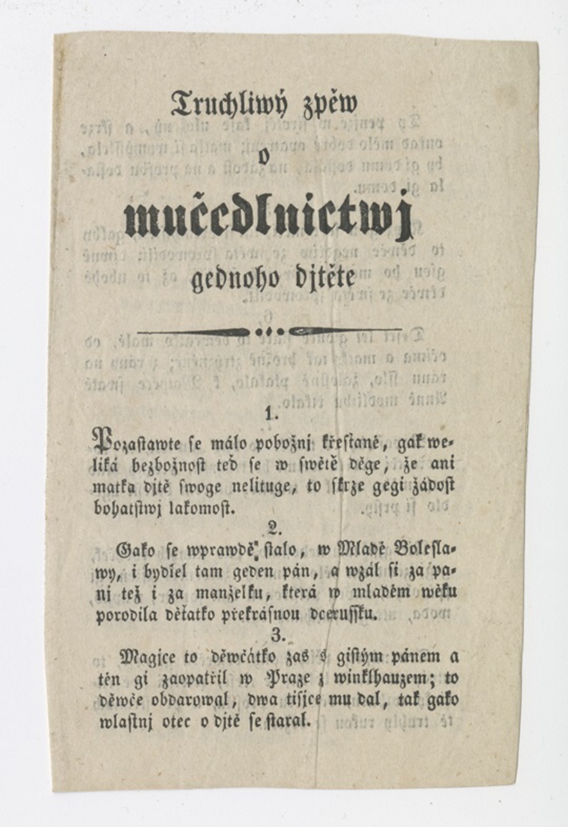 Náhledový obrázek Truchliwý zpěw o mučedlnictwj gednoho djtěte - 1