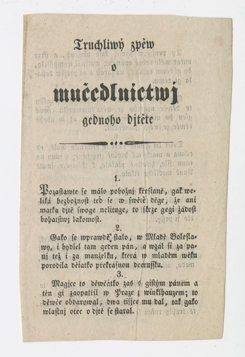 Obrázek Truchliwý zpěw o mučedlnictwj gednoho djtěte