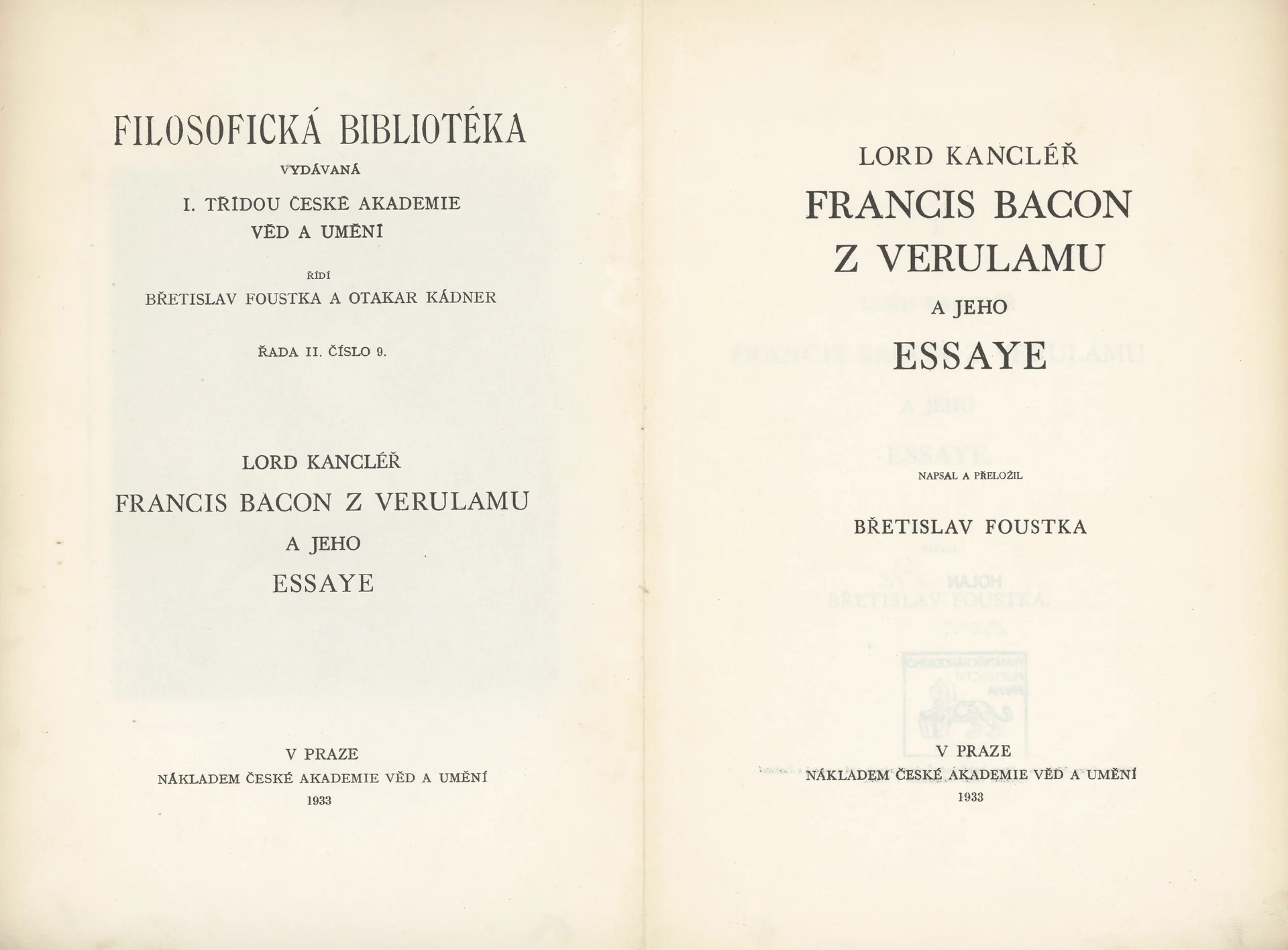 Náhledový obrázek předmětu Lord kancléř Francis Bacon z Verulamu a jeho essaye