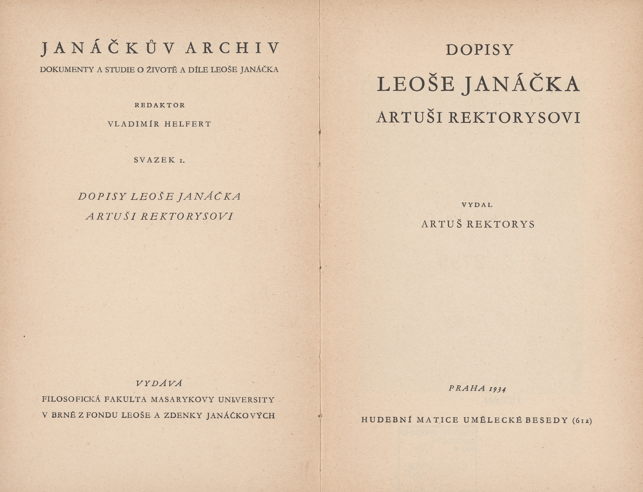 Náhledový obrázek Dopisy Leoše Janáčka Artuši Rektorysovi - 3