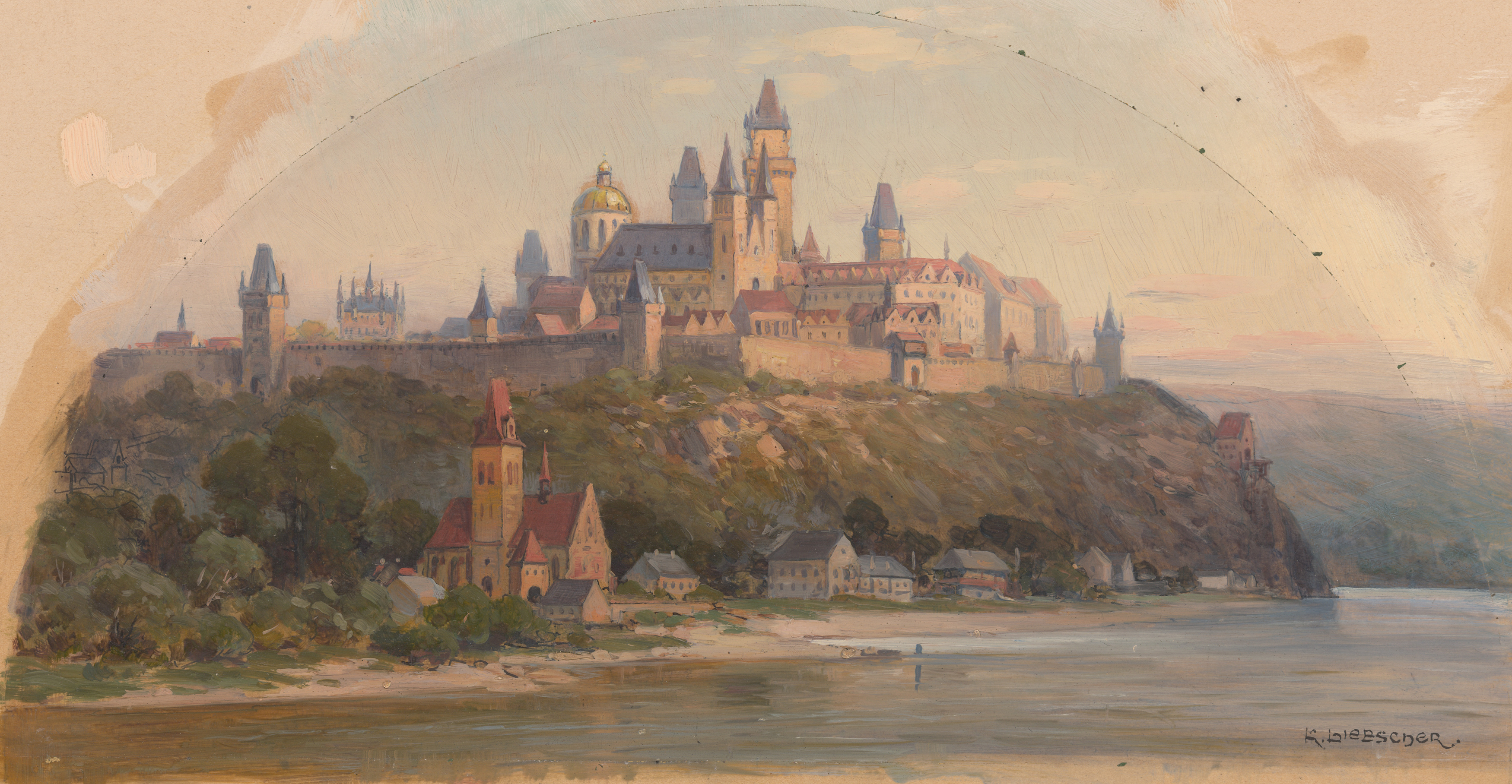 Náhledový obrázek Středověký Vyšehrad, návrh na výzdobu budovy pražského městského muzea - 1