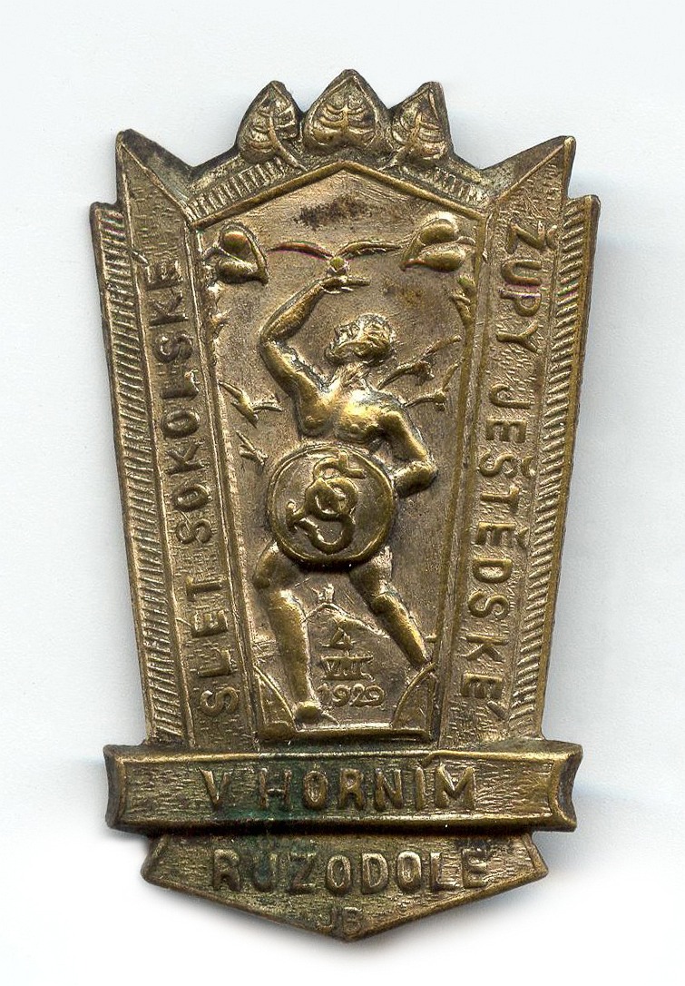 Náhledový obrázek Odznak upomínkový - Slet sokolské župy ještědské v Horním Růžodole 4. 8. 1929 - 1