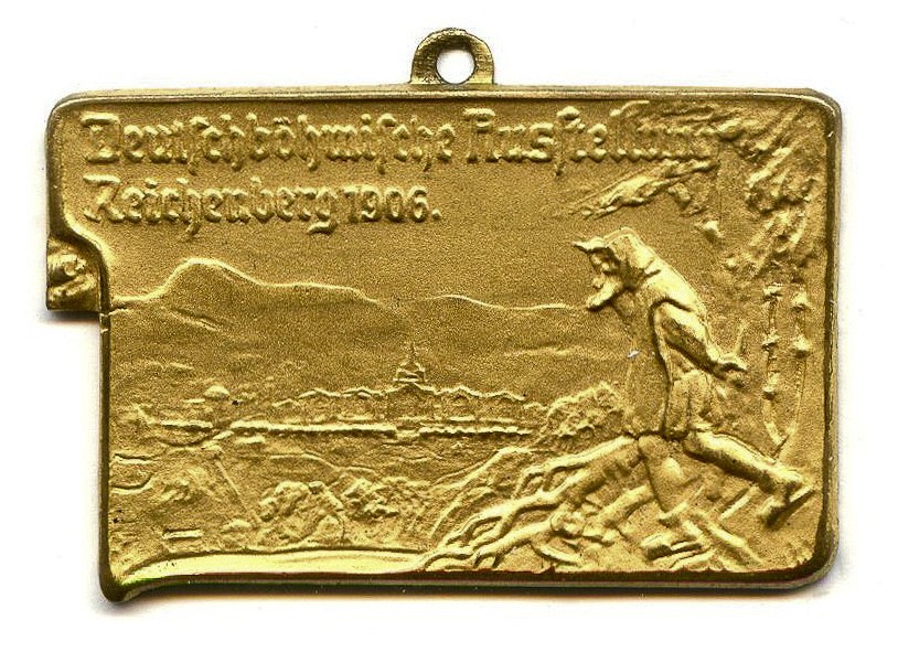 Náhledový obrázek Přívěsek upomínkový - Německo-česká výstava v Liberci 1906 - Den poštovních úředníků - 1