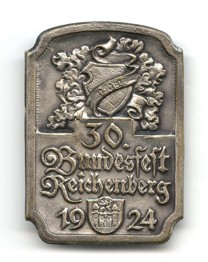 Náhledový obrázek Odznak upomínkový - Svaz Němců v Čechách - 30. spolková slavnost v Liberci, 1924 - 1