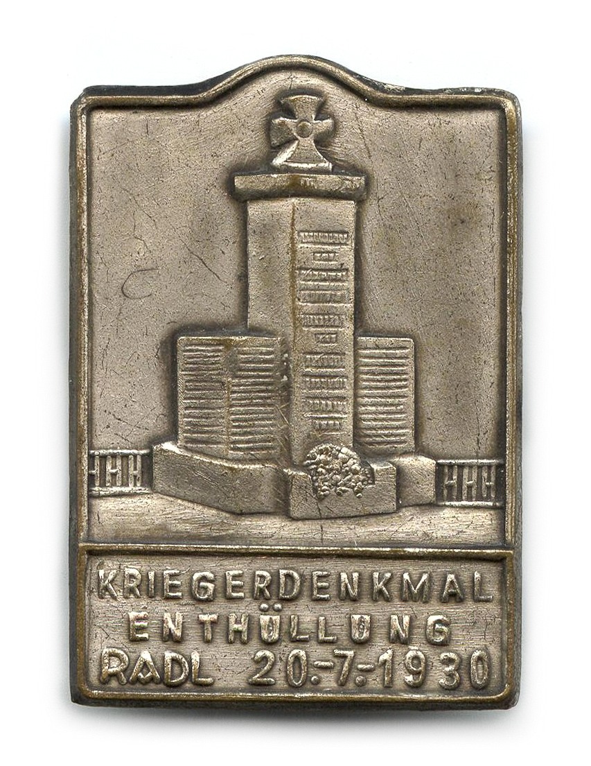 Náhledový obrázek Odznak upomínkový - Odhalení pomníku obětem první světové války v Rádle 20. 7. 1930 - 1