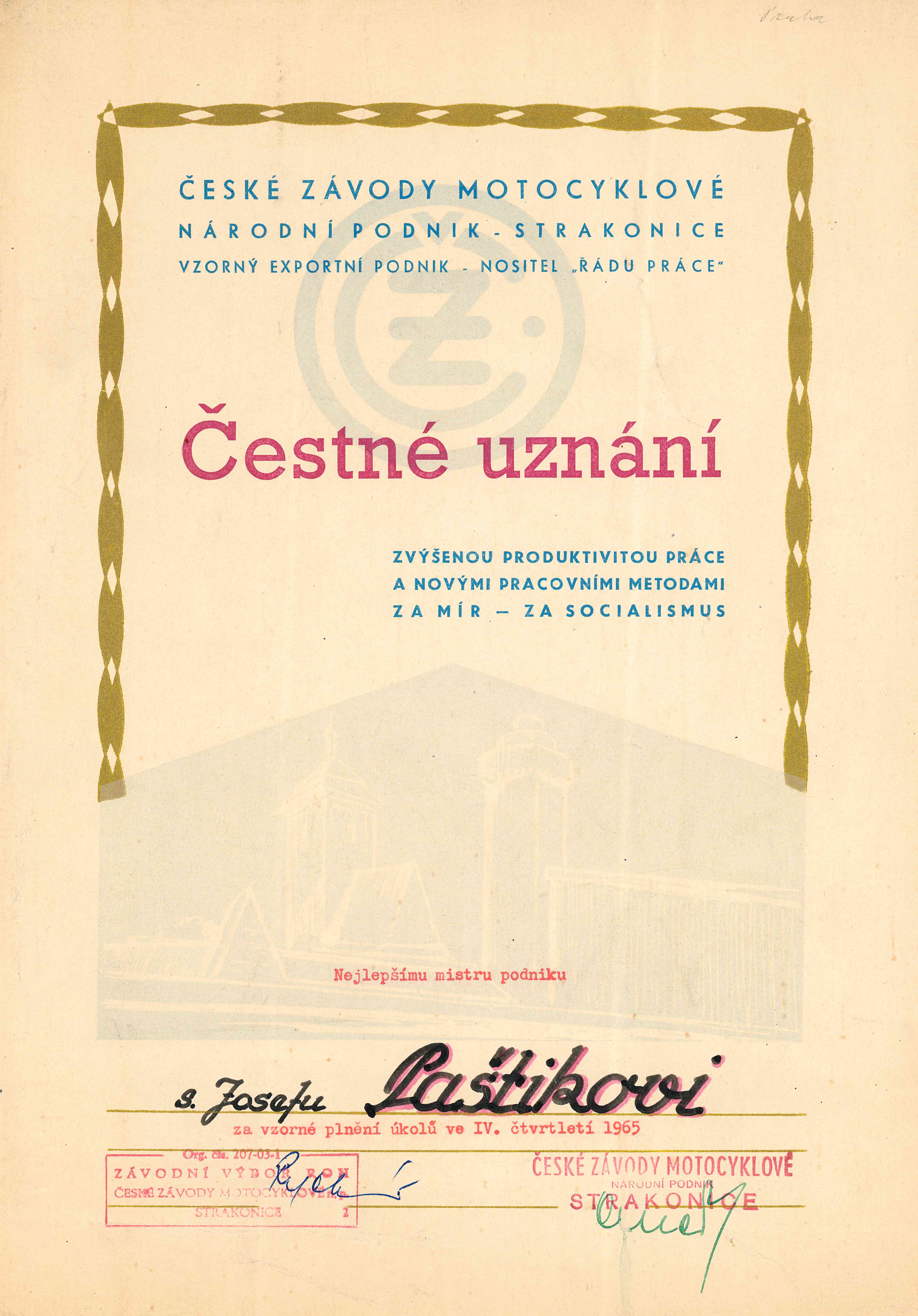 Náhledový obrázek České závody motocyklové n. p. Strakonice - 1