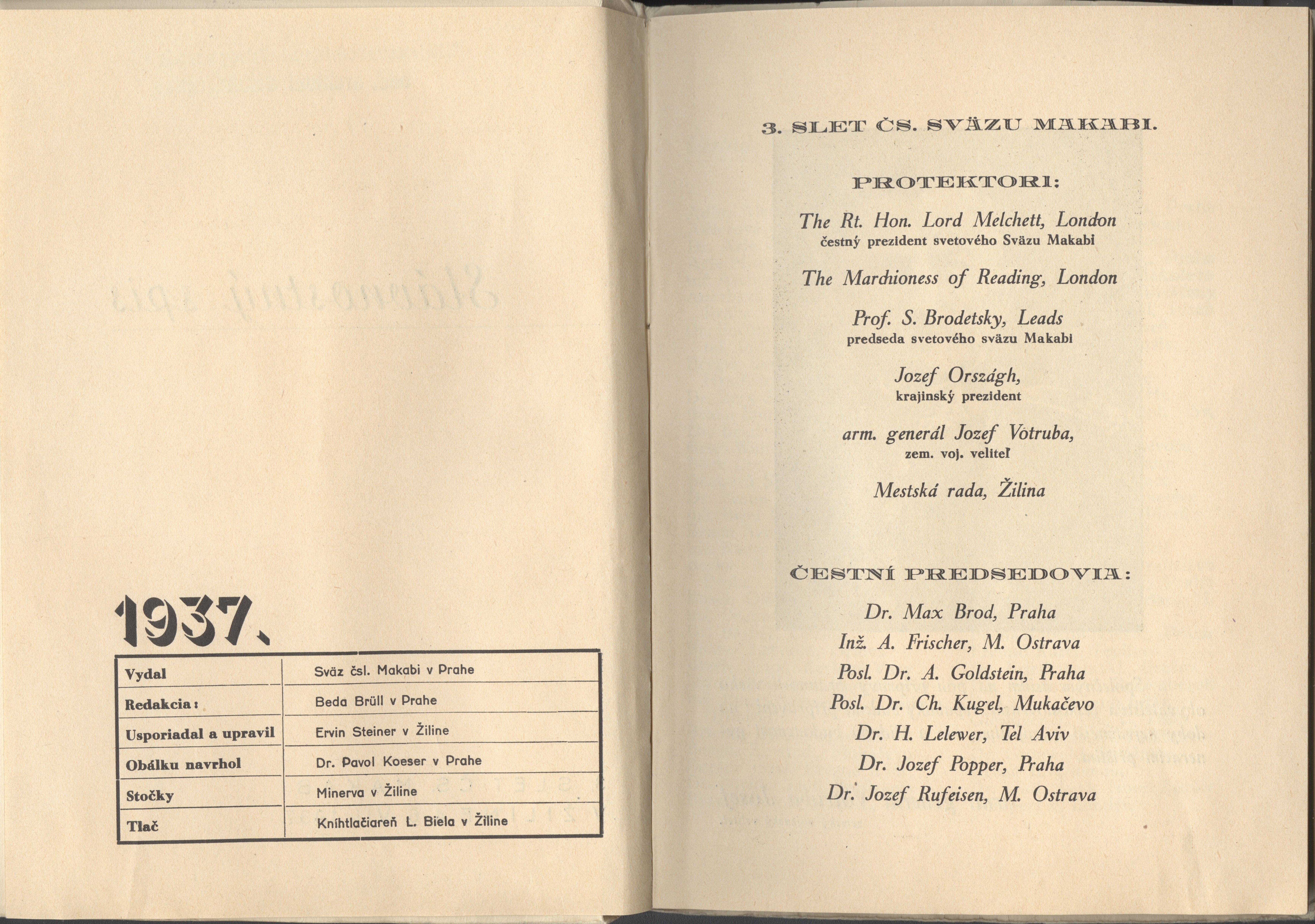 Náhledový obrázek Slavnosti spis. 3. slet čs. Makabi v Žilině 1937 - 2