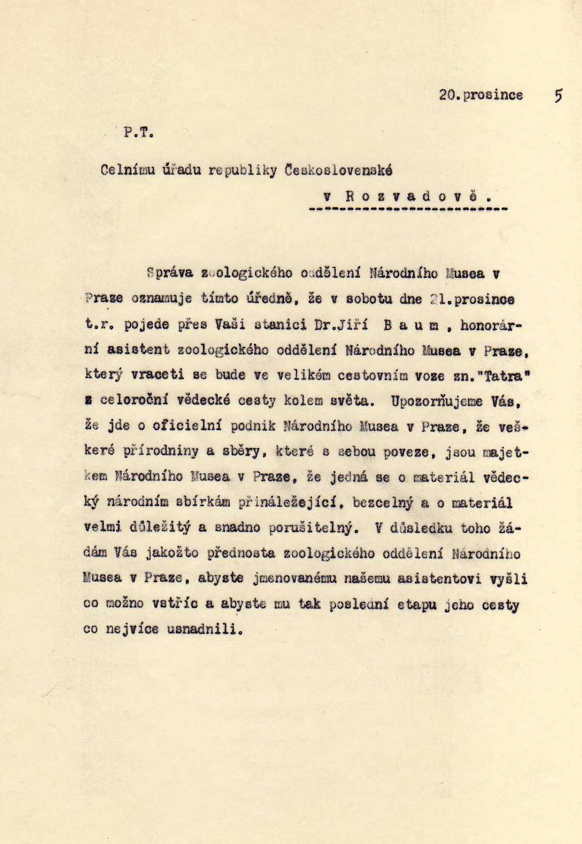 Náhledový obrázek Návrat Jiřího Bauma z cesty kolem světa, 21. prosinec 1935 - 2