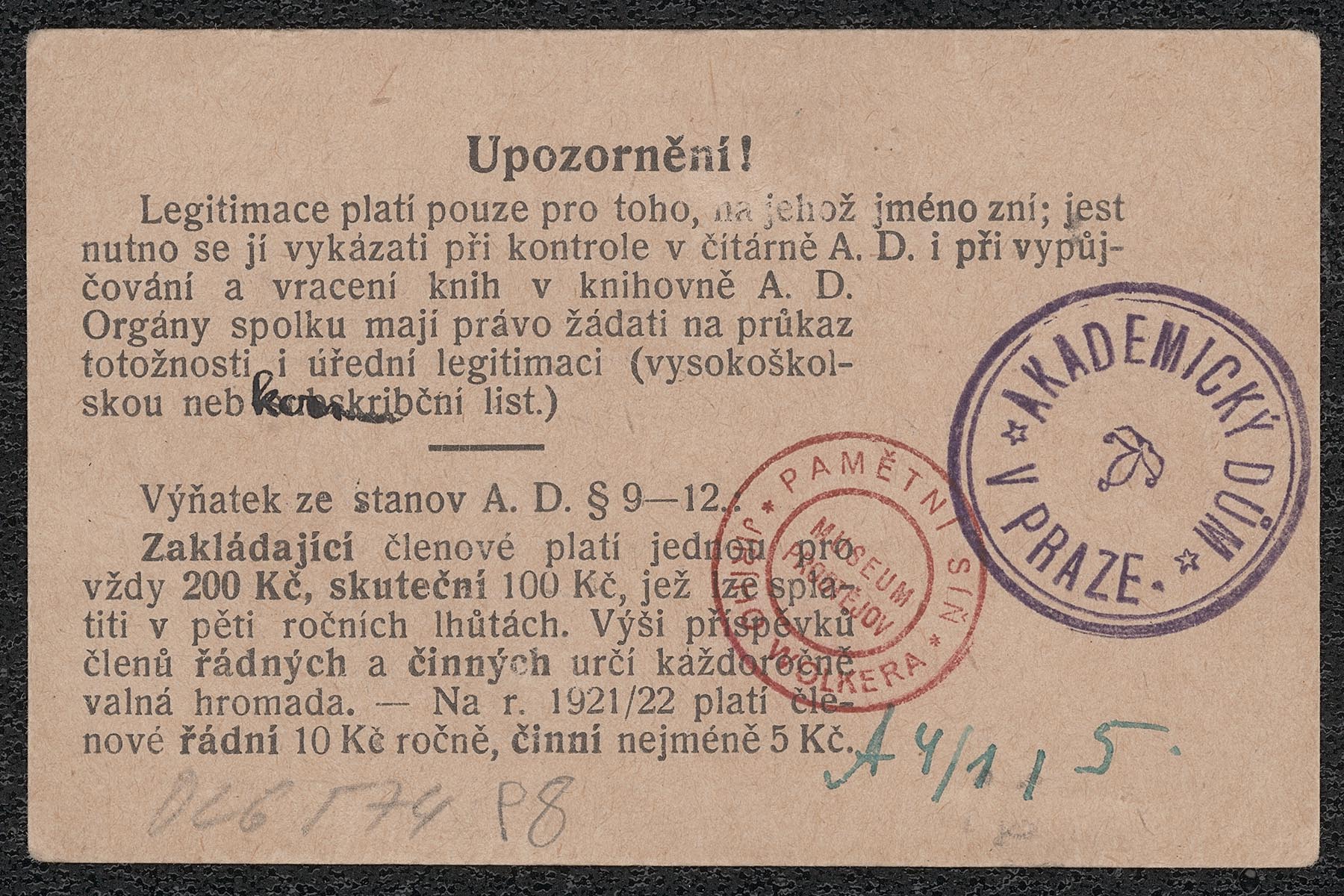 Náhledový obrázek Členská legitimace - 2
