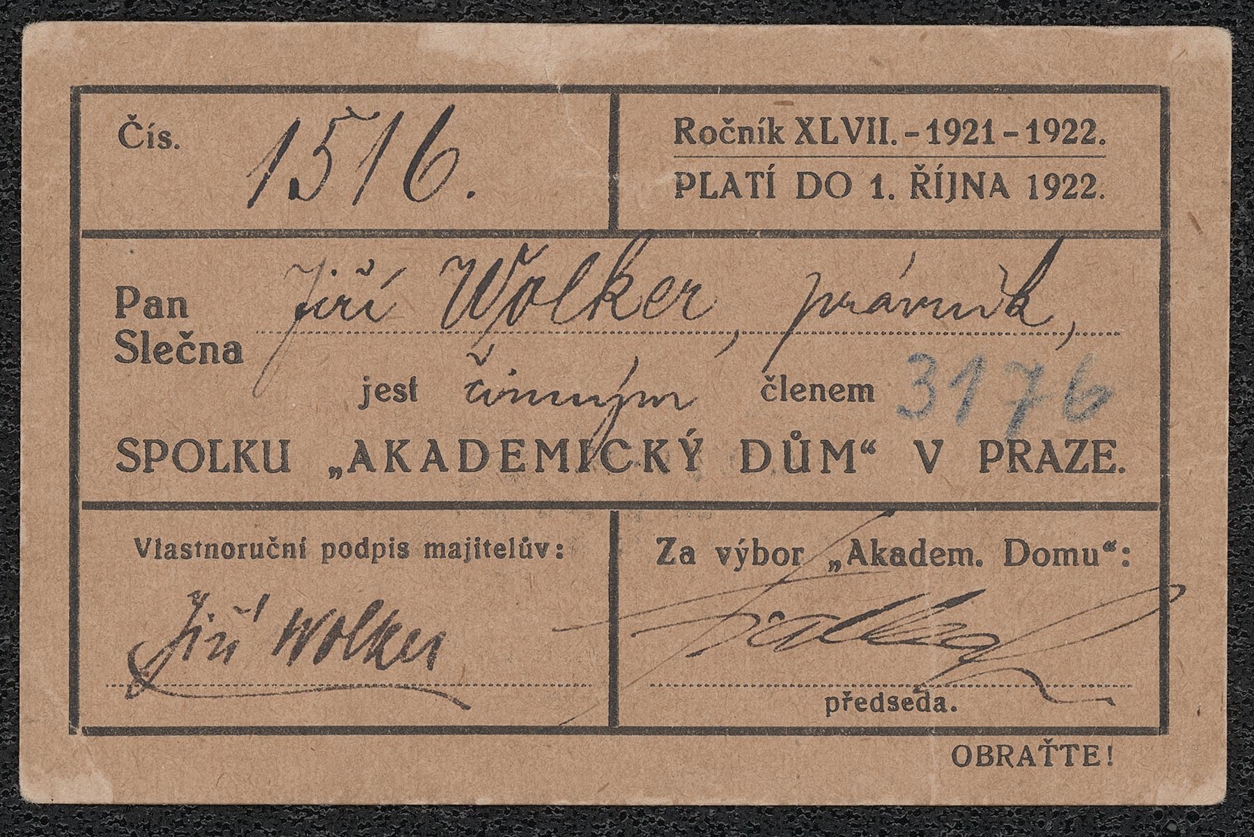 Náhledový obrázek Členská legitimace - 1