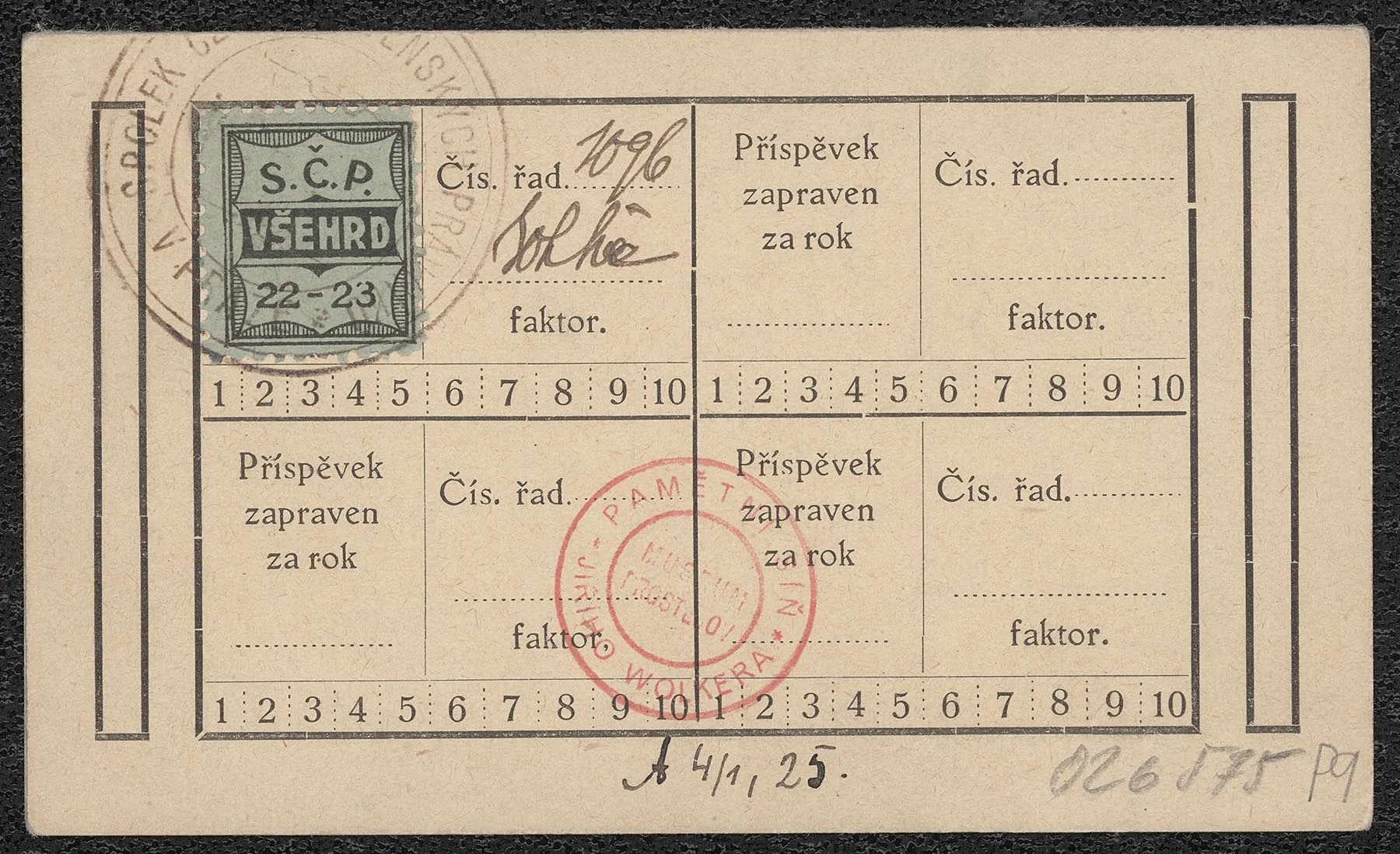 Náhledový obrázek předmětu Členská legitimace