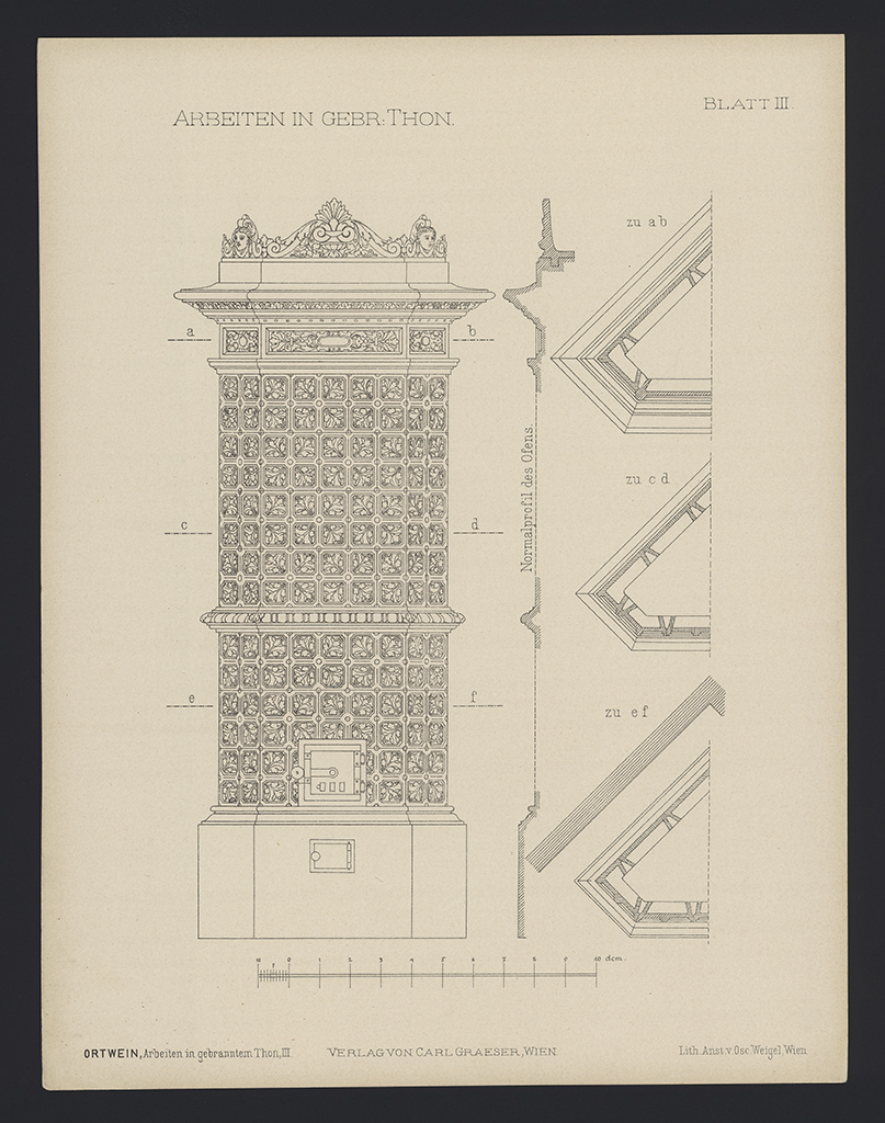 Náhledový obrázek Ortwein, August: Prof. A. Ortwein's Vorlagen für Gewerbliche Lehranstalten. III., Arbeiten in gebranntem Thon - 2