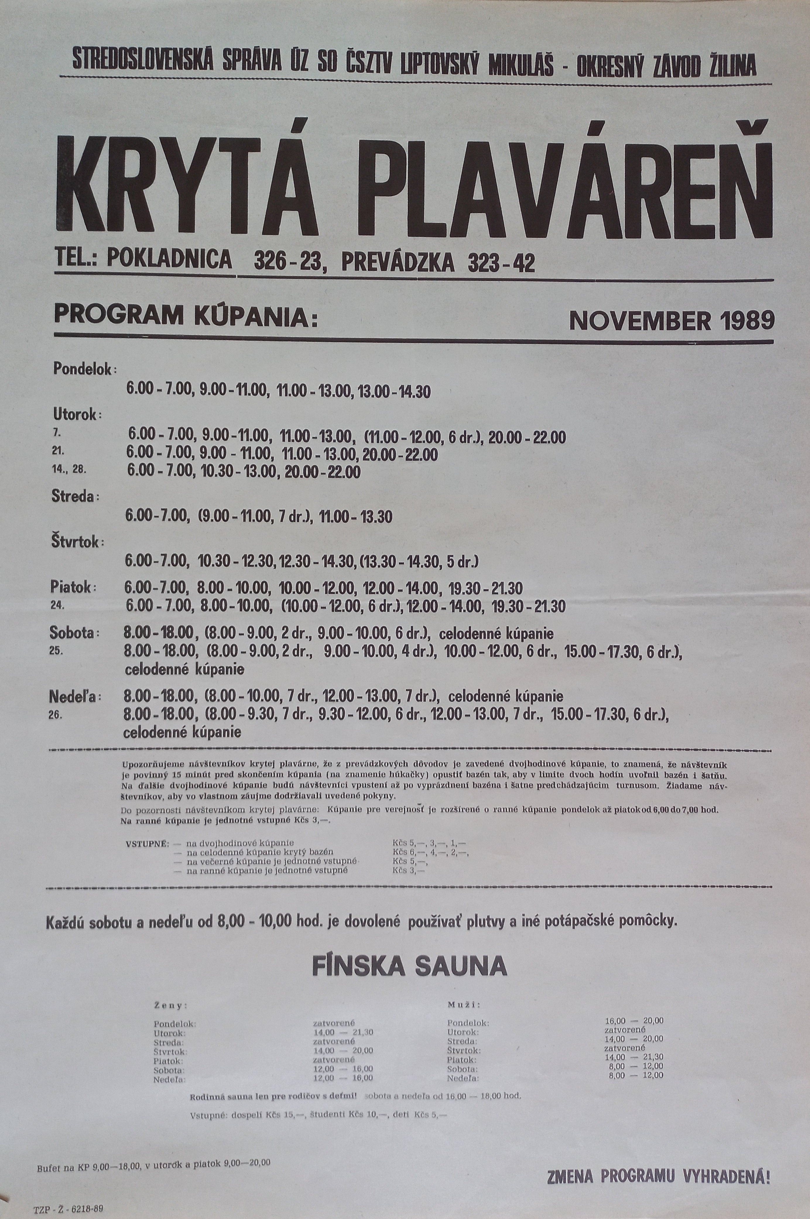 Náhledový obrázek Krytá plaváreň Žilina, program - 1