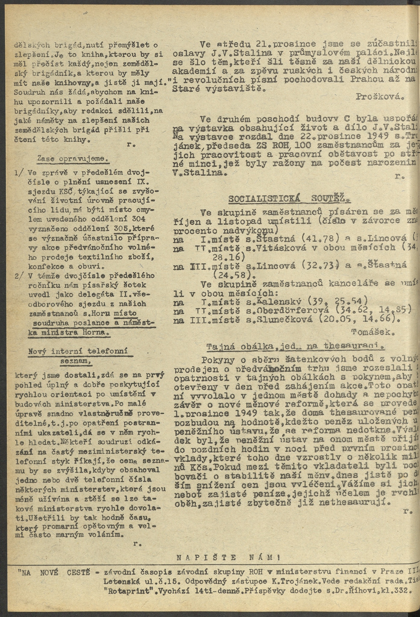 Náhledový obrázek Na nové cestě, rok 1950, číslo 1 - 4
