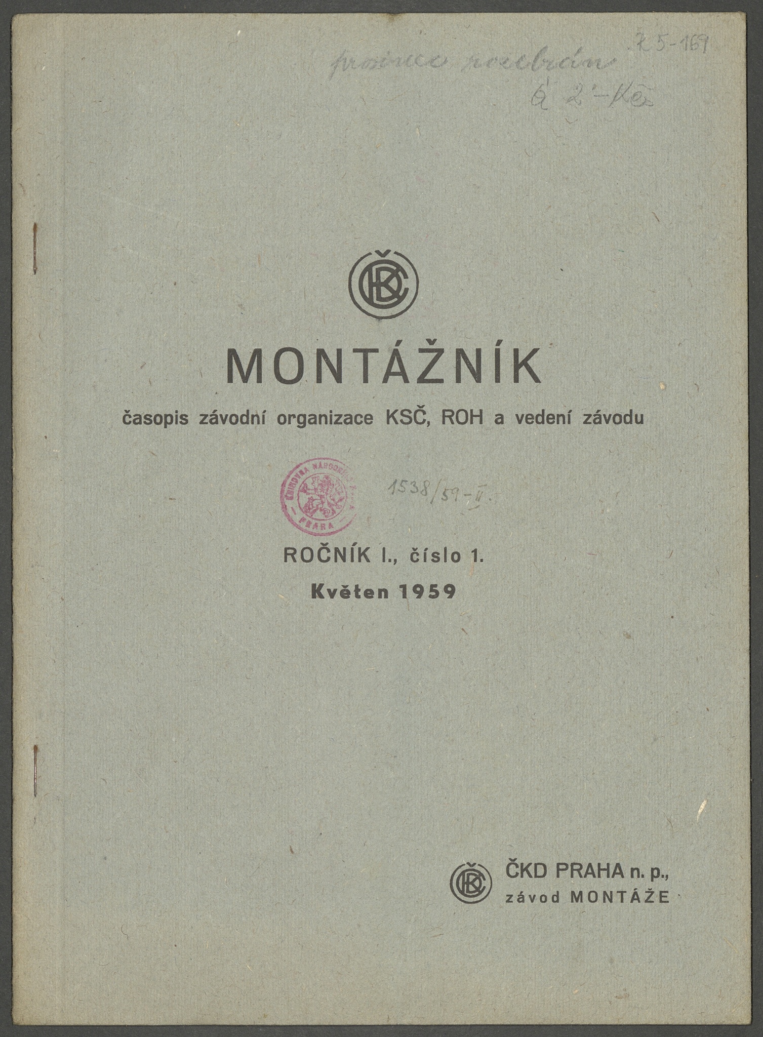 Náhledový obrázek Montážník, rok 1959, číslo 1 - 1