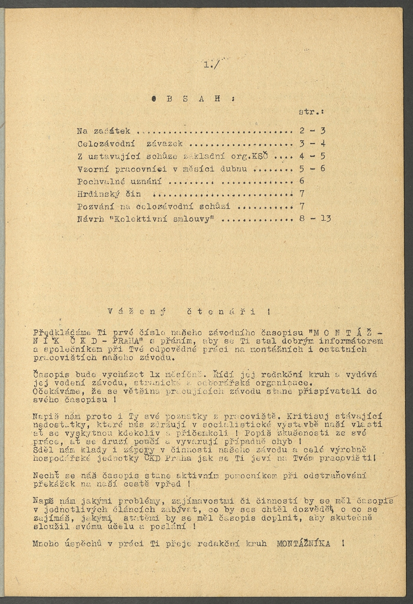 Náhledový obrázek Montážník, rok 1959, číslo 1 - 3