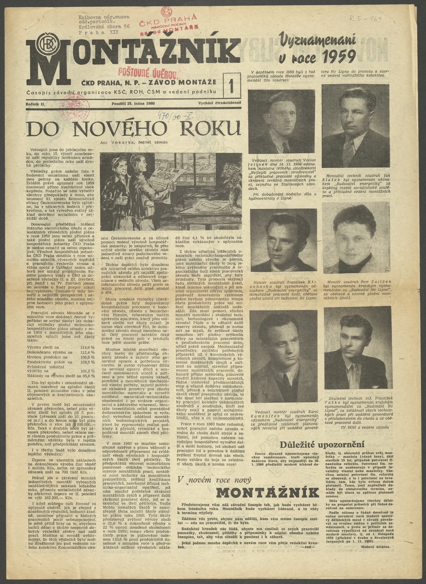 Náhledový obrázek předmětu Montážník, rok 1960, číslo 1