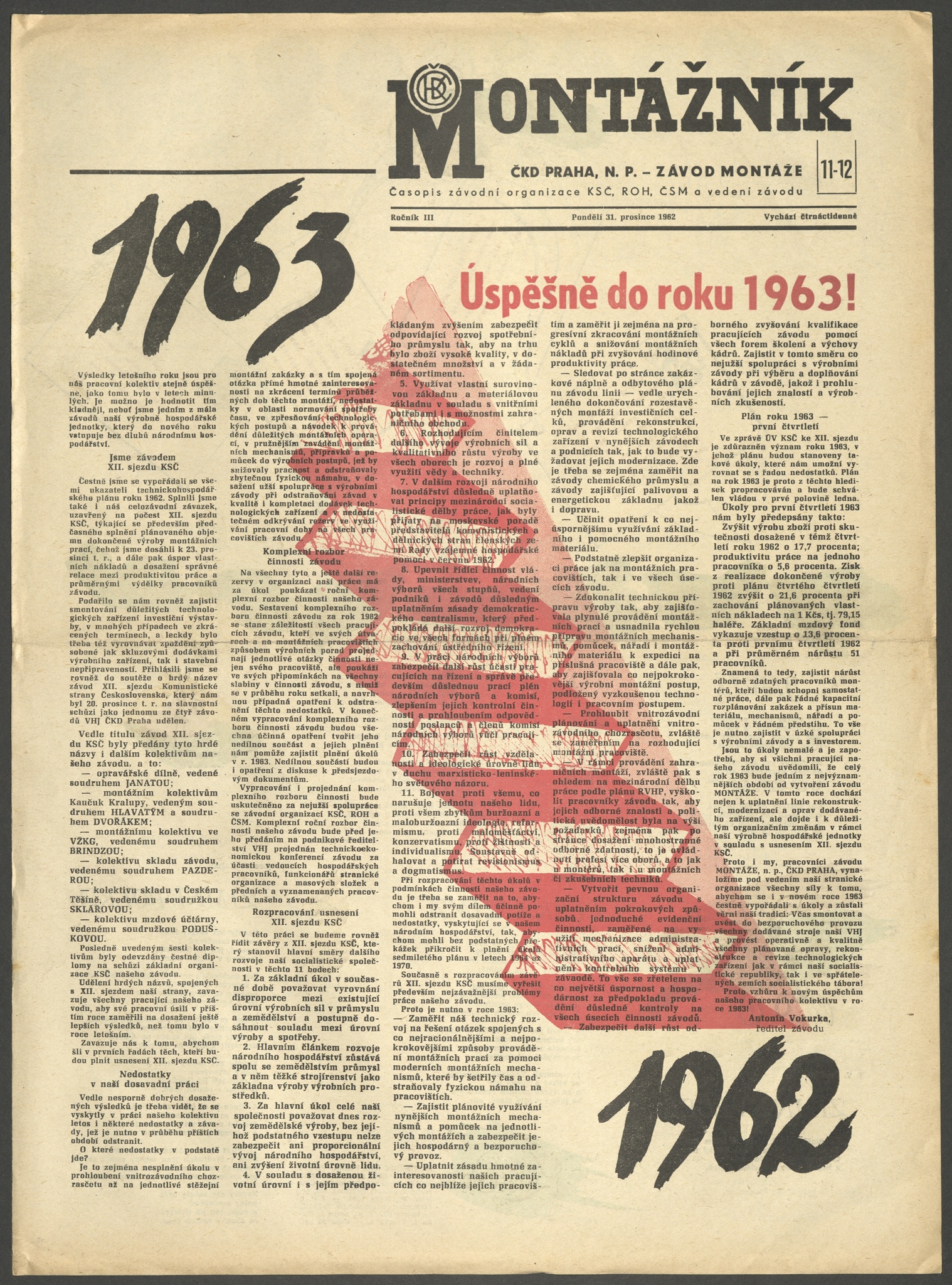 Náhledový obrázek Montážník, rok 1962, číslo 11-12 - 1