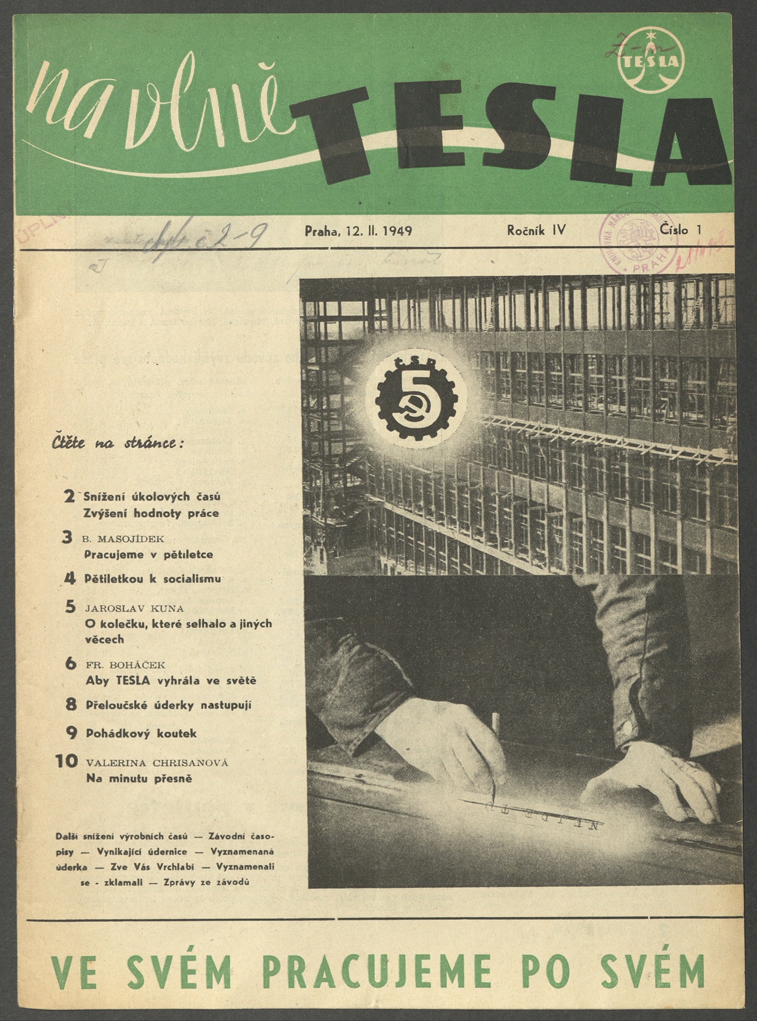 Náhledový obrázek Na vlně Tesla, rok 1949, číslo 1 - 1