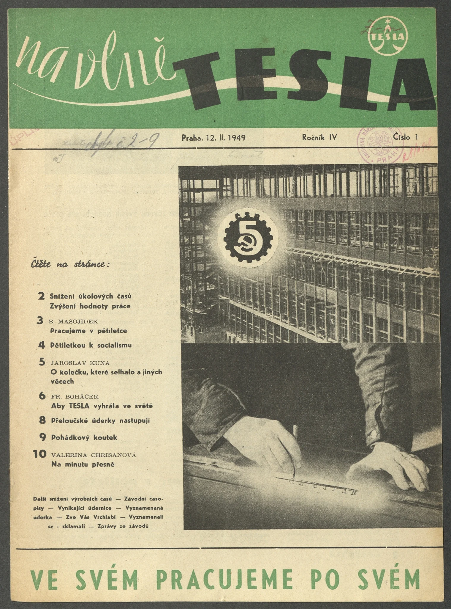 Náhledový obrázek předmětu Na vlně Tesla, rok 1949, číslo 1