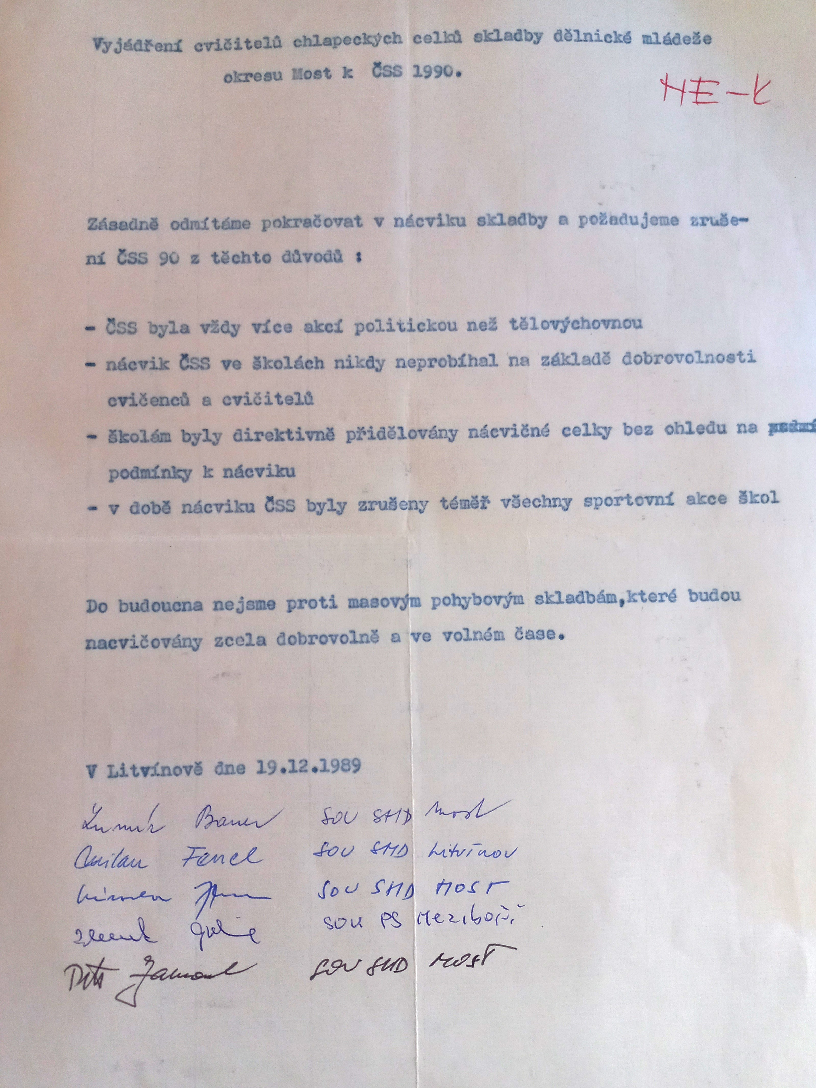 Náhledový obrázek Vyjádření cvičitelů chlapeckých celků... k ČSS 1990 - 1