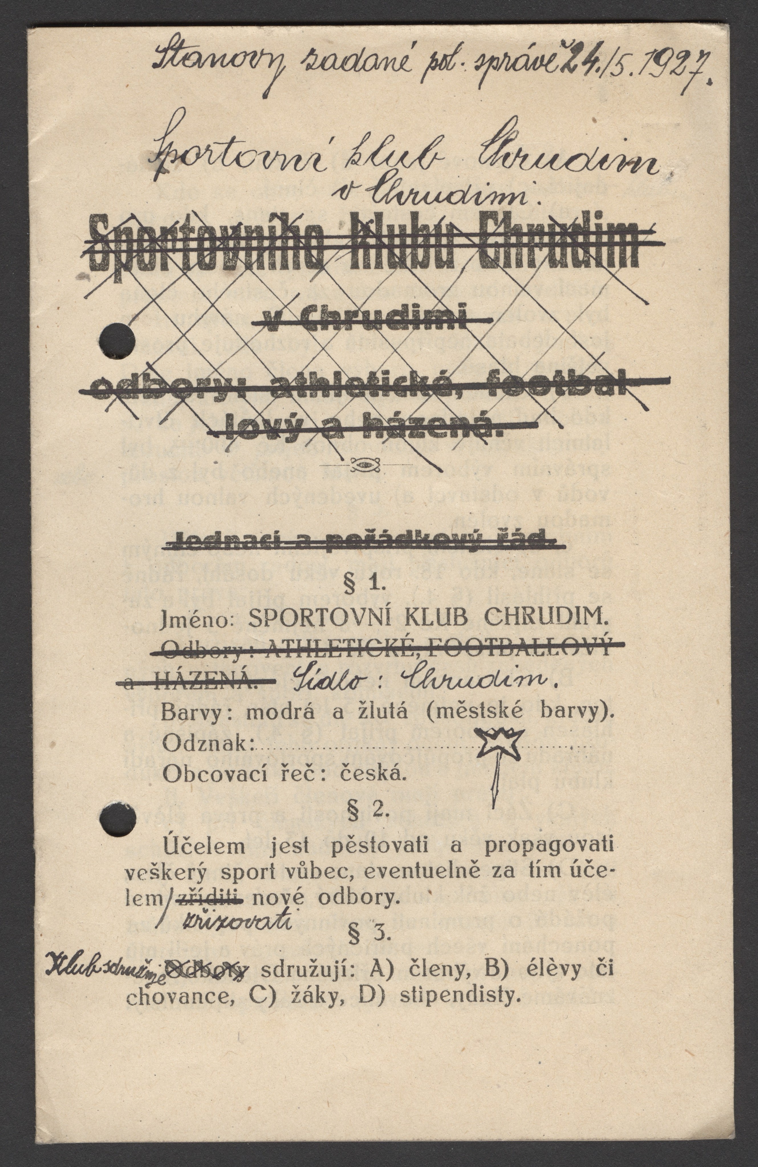 Náhledový obrázek S. K. Chrudim. Stanovy - 1