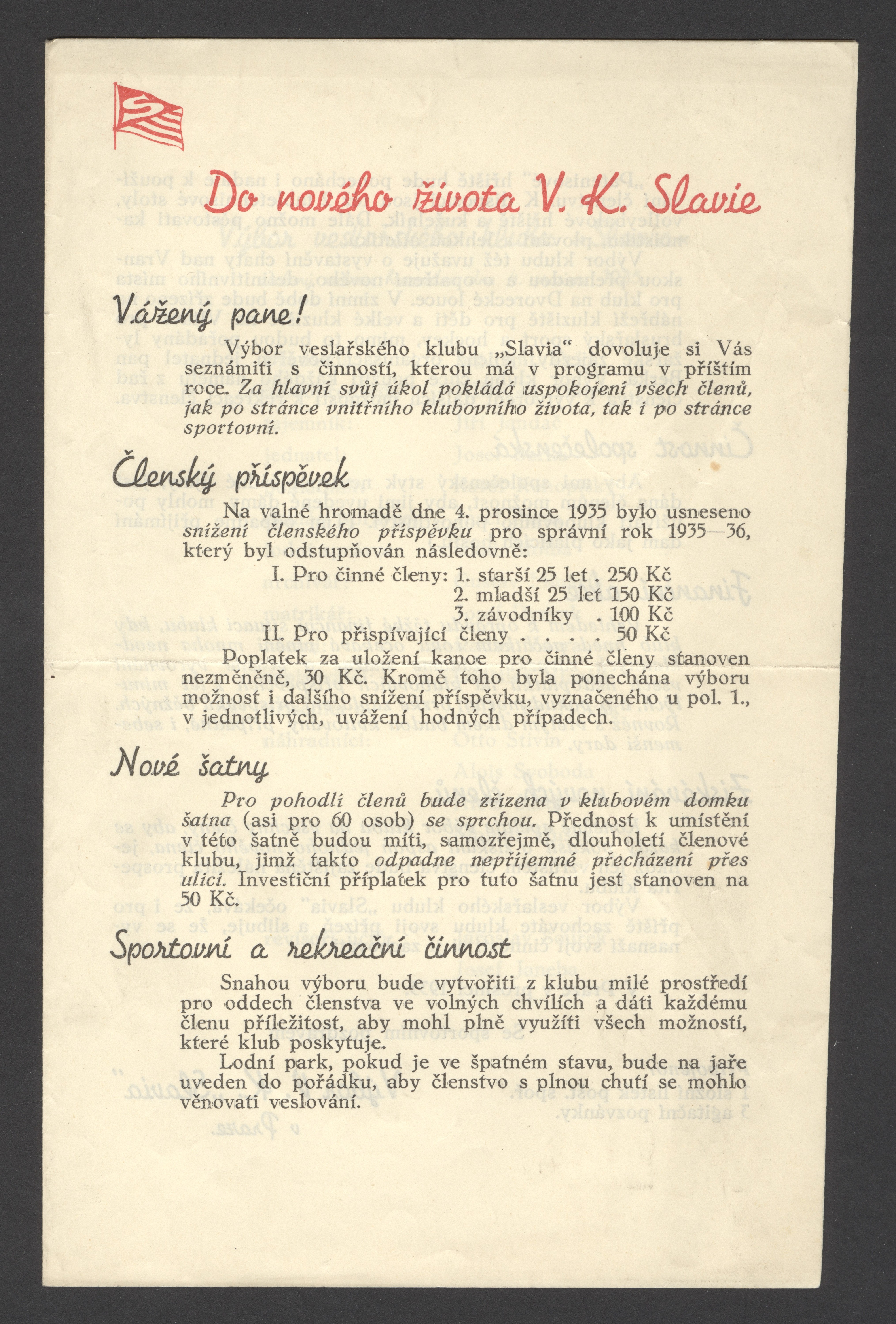 Náhledový obrázek Veslařský klub Slavia v roce 1935 - 1