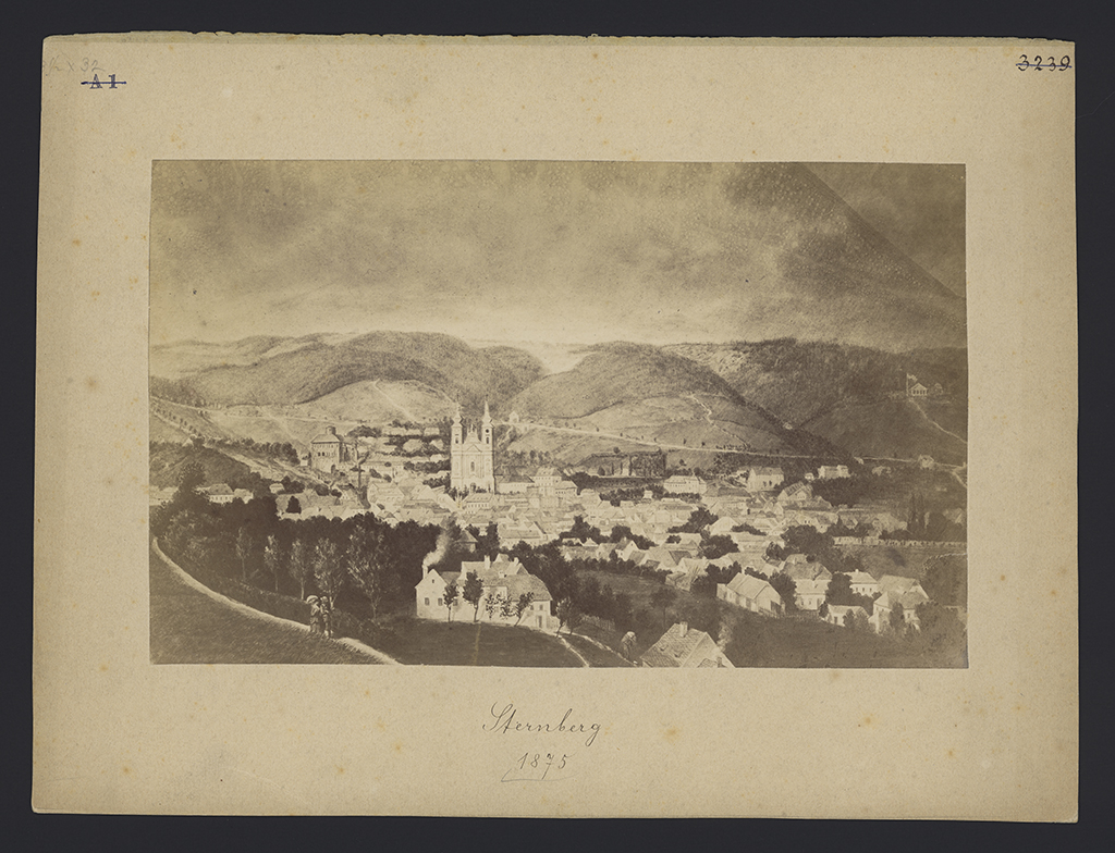 Náhledový obrázek Fotografie kresby města Šternberka v?roce 1875  - 1