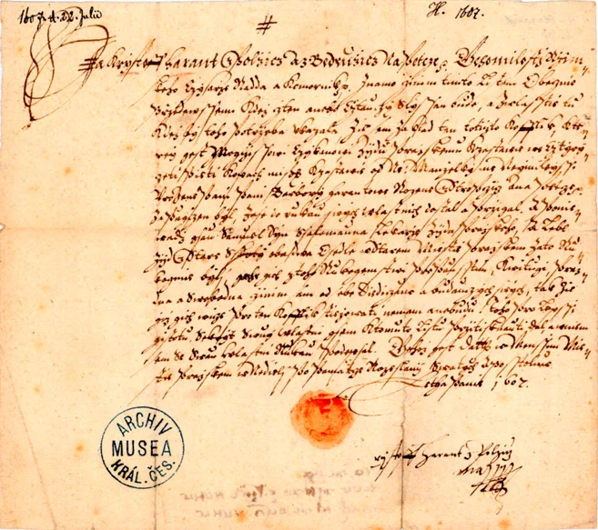 Náhledový obrázek předmětu Harantův vlastnoruční česky psaný list