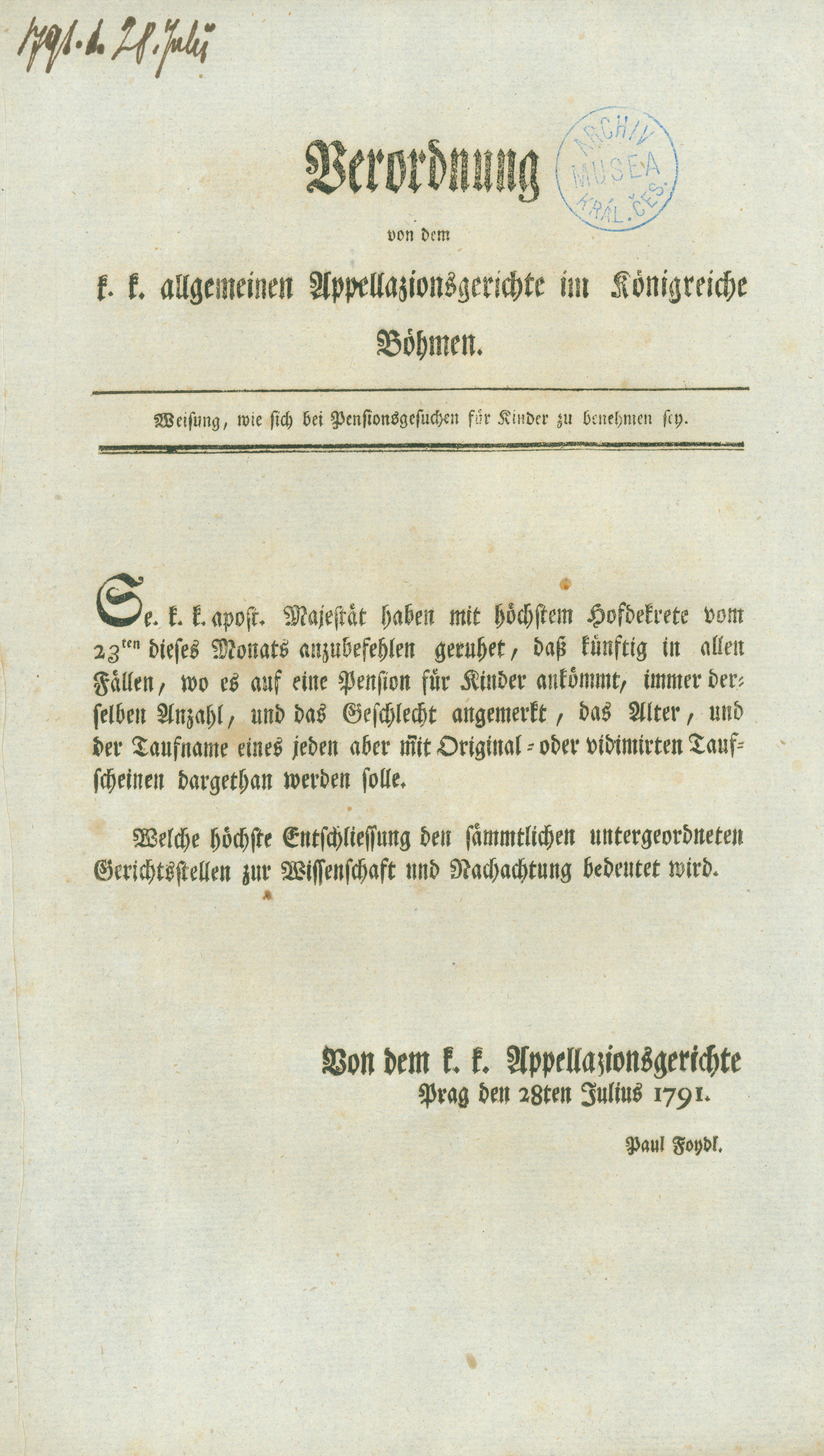 Náhledový obrázek Nařízení apelačního soudu 1791 - 2