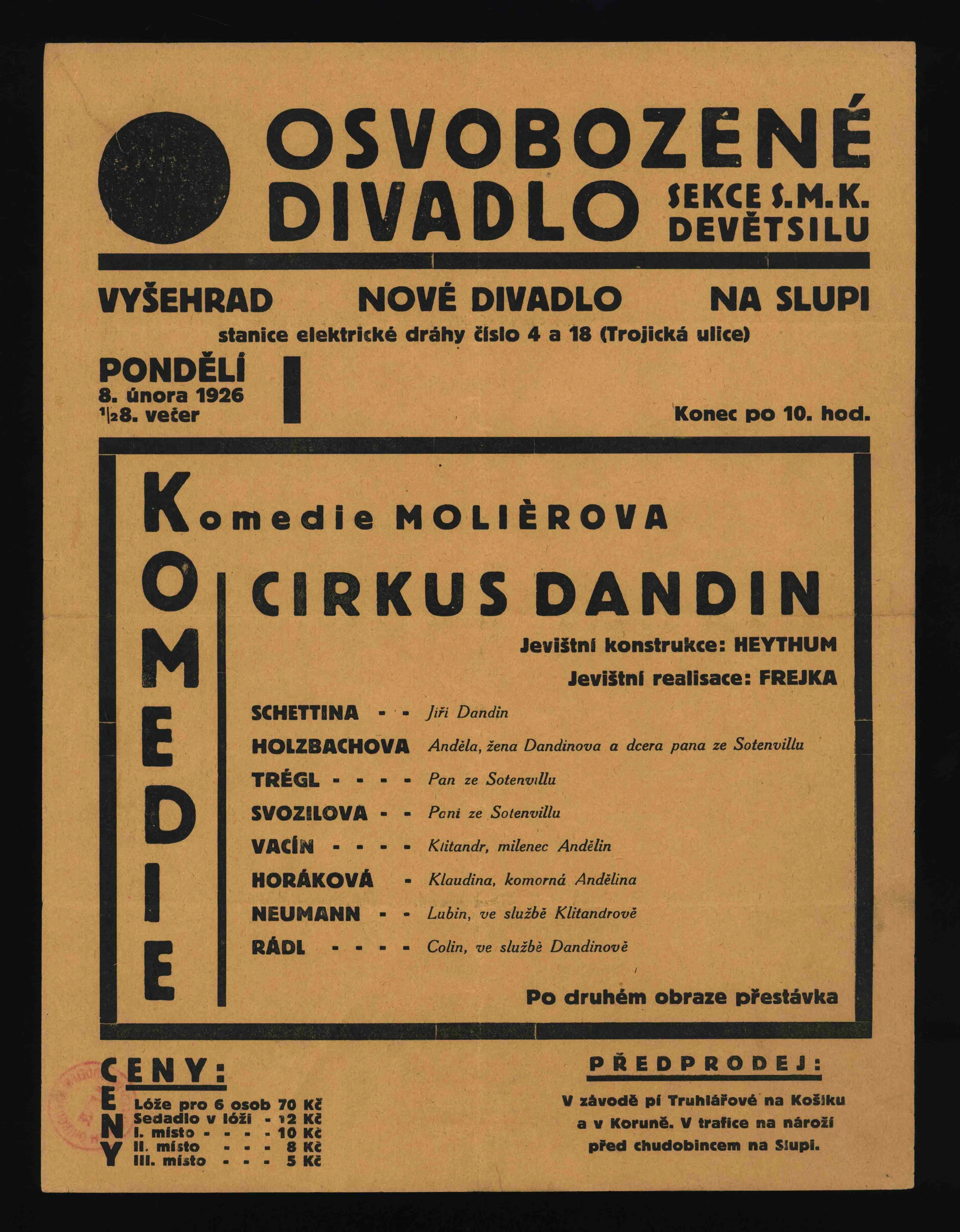 Náhledový obrázek předmětu Plakát Osvobozeného divadla: Moli?re: Cirkus Dandin