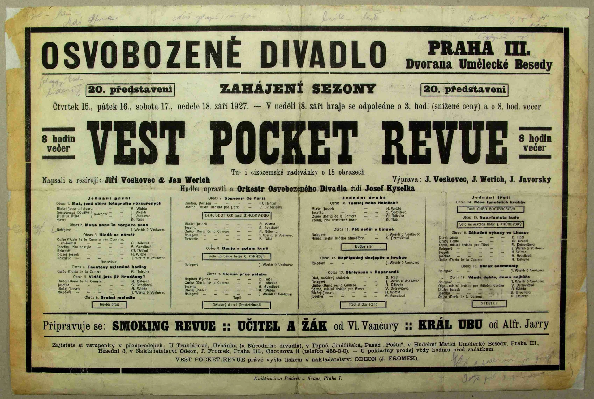 Obrázek Plakát Osvobozeného divadla: V+W: Vest pocket revue