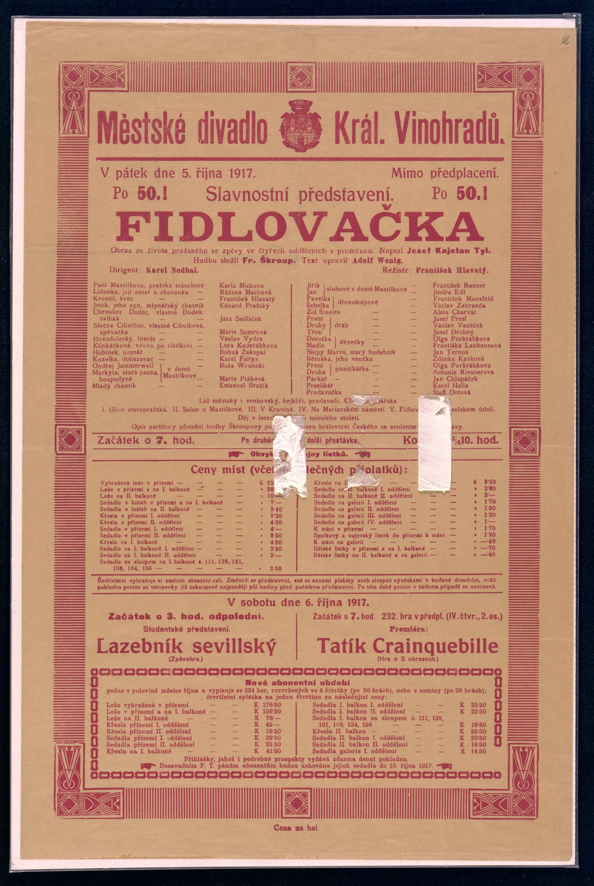 Náhledový obrázek předmětu Divadelní cedule k 50. představení Fidlovačky
