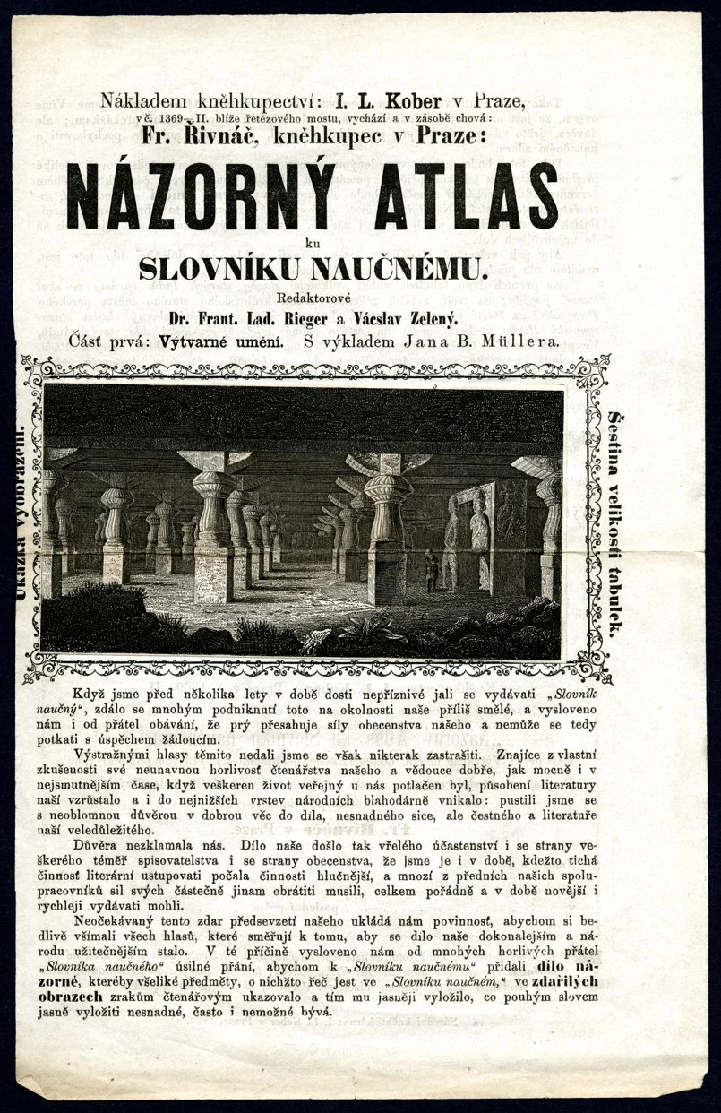Náhledový obrázek předmětu Nakladatelský prospekt na Názorný atlas k Slovníku naučnému F. L. Riegra nakladatele Ignáce Leopolda Kobera
