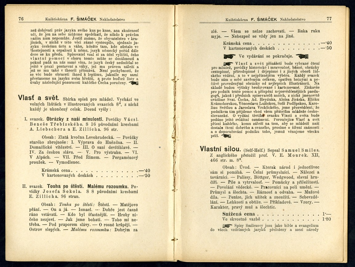 Náhledový obrázek Seznam knih pražského nakladatelství F. Šimáček - 11