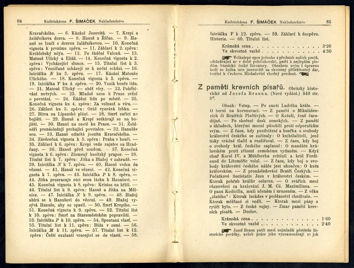 Náhledový obrázek Seznam knih pražského nakladatelství F. Šimáček - 16