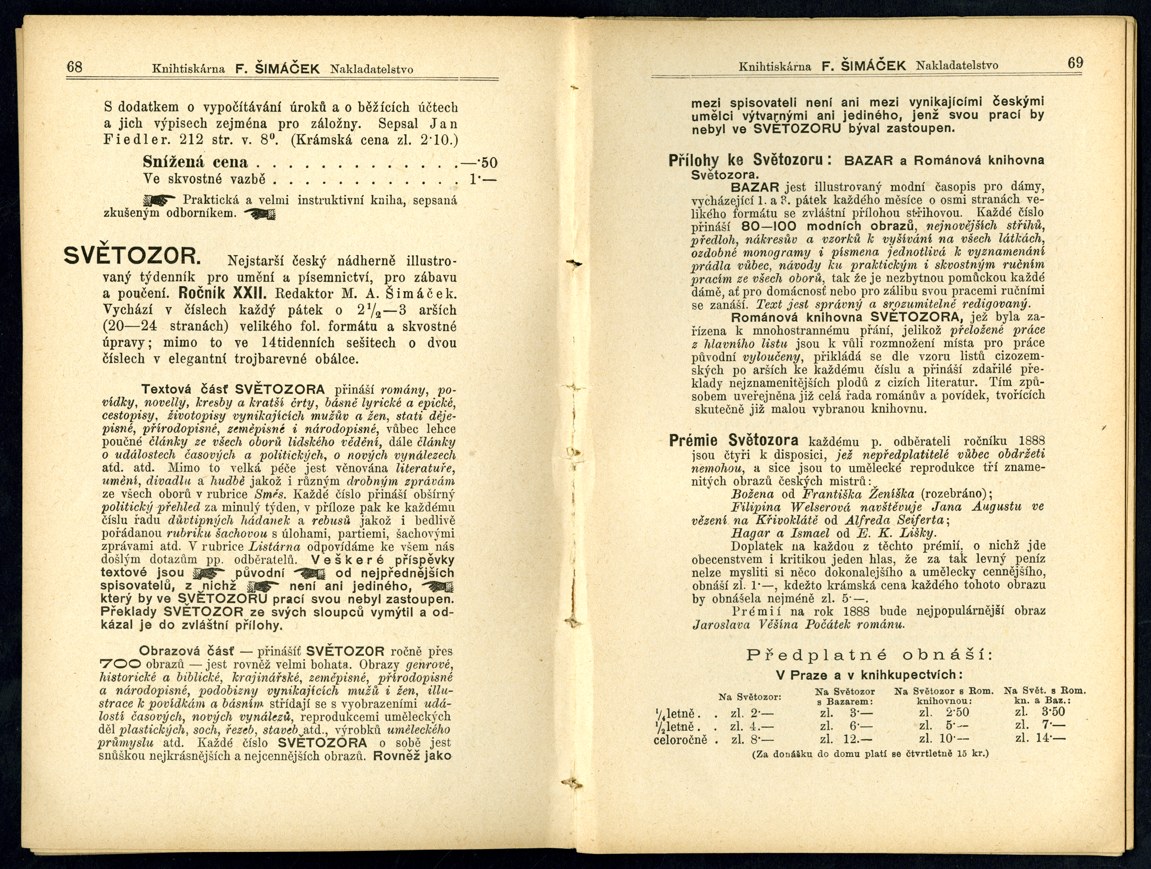 Náhledový obrázek Seznam knih pražského nakladatelství F. Šimáček - 7