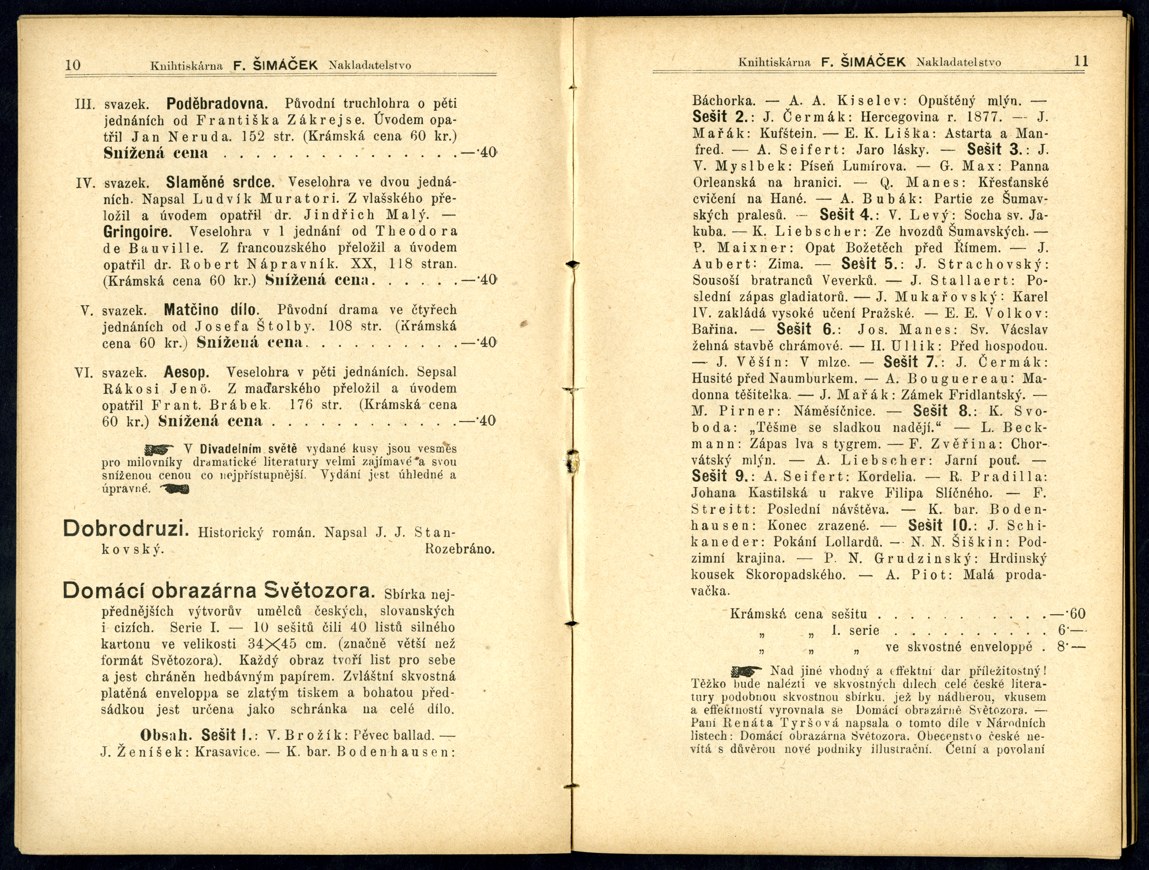 Náhledový obrázek Seznam knih pražského nakladatelství F. Šimáček - 6