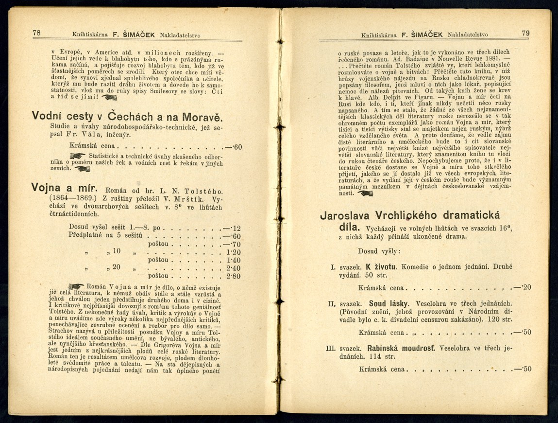 Náhledový obrázek Seznam knih pražského nakladatelství F. Šimáček - 12