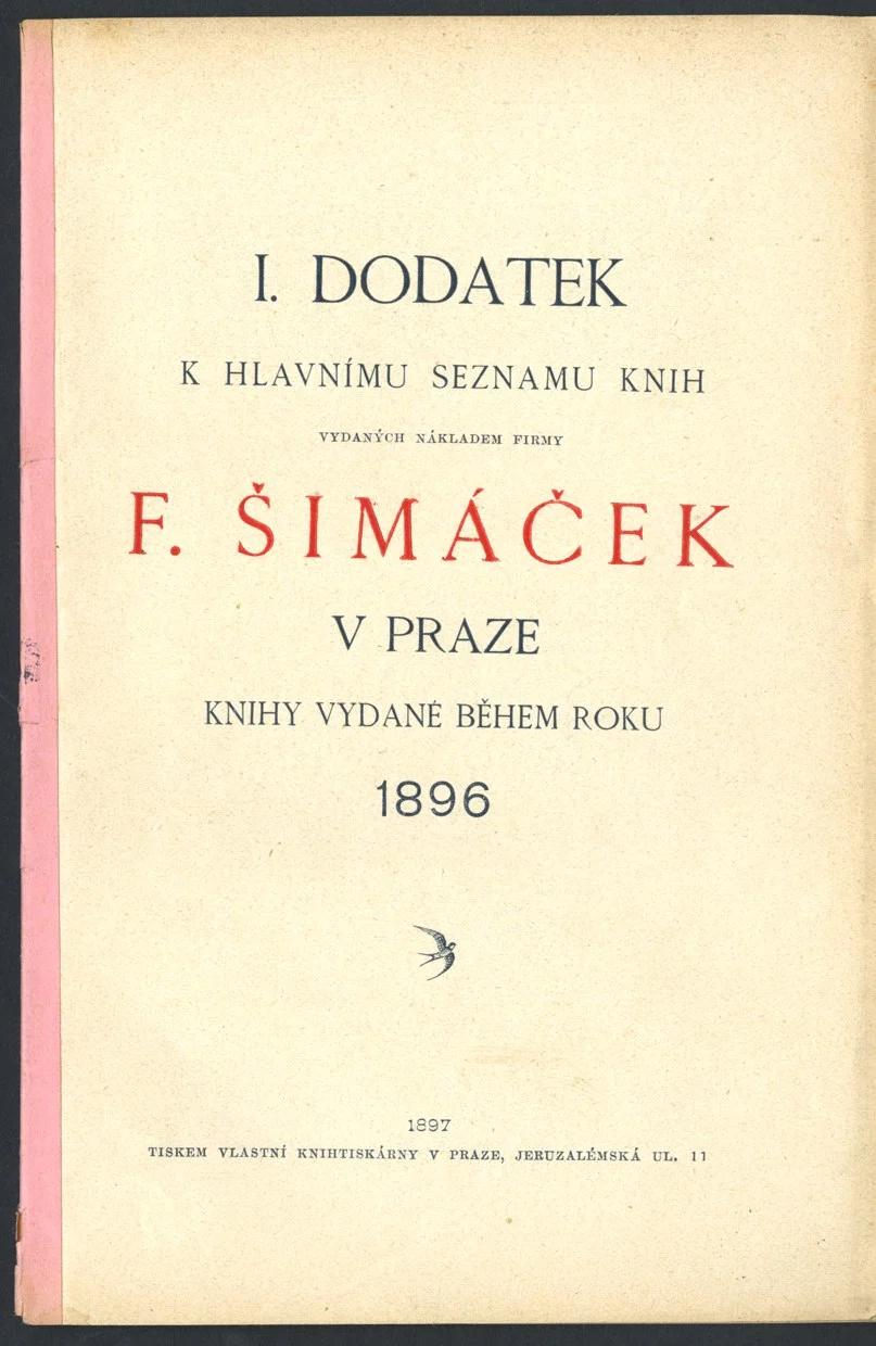 Náhledový obrázek předmětu Dodatkový knižní katalog nakladatelství F. Šimáček