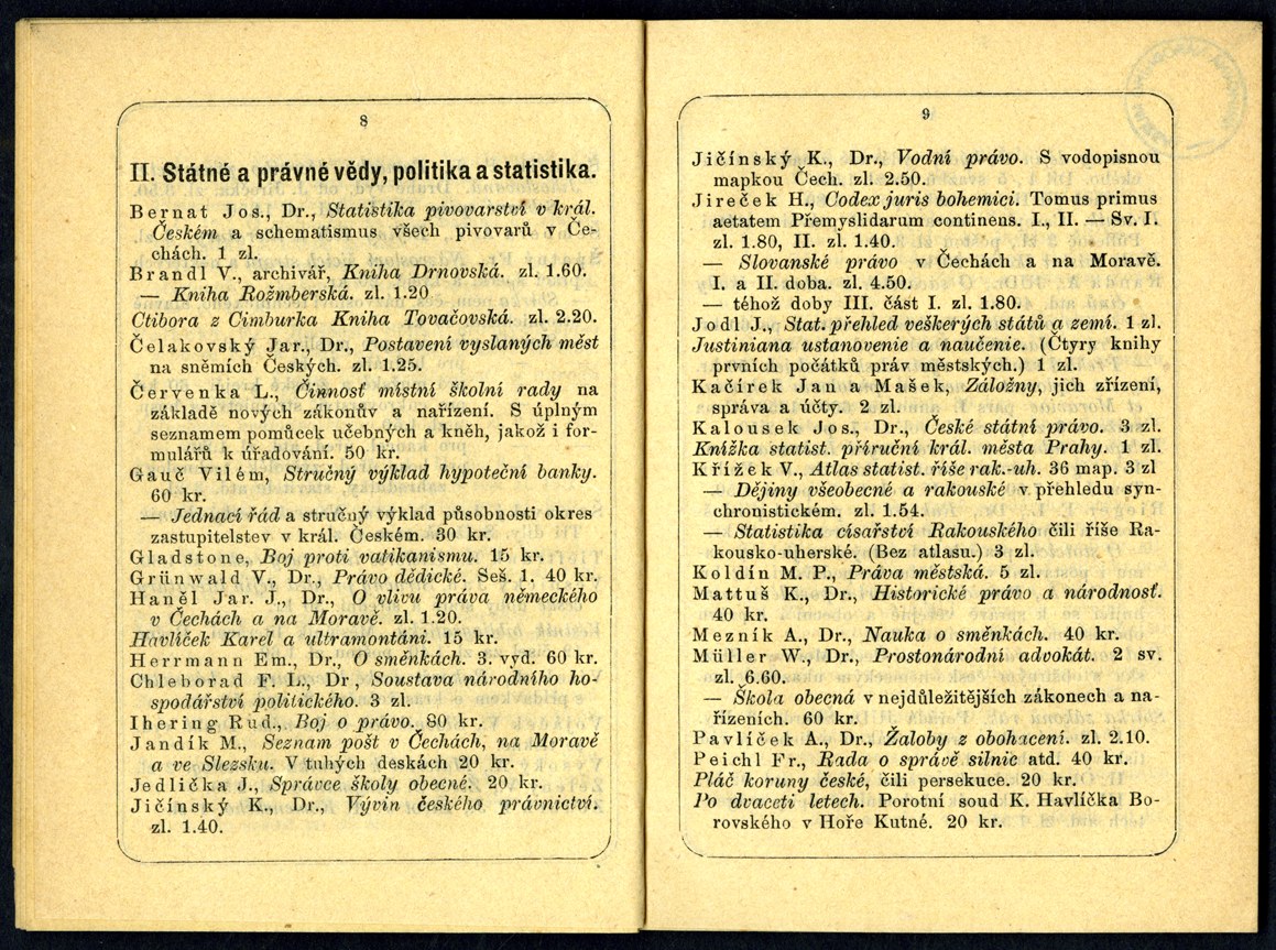 Náhledový obrázek Seznam českých knih a časopisů, které byly nabízeny v pražském knihkupectví Františka Řivnáče - 7
