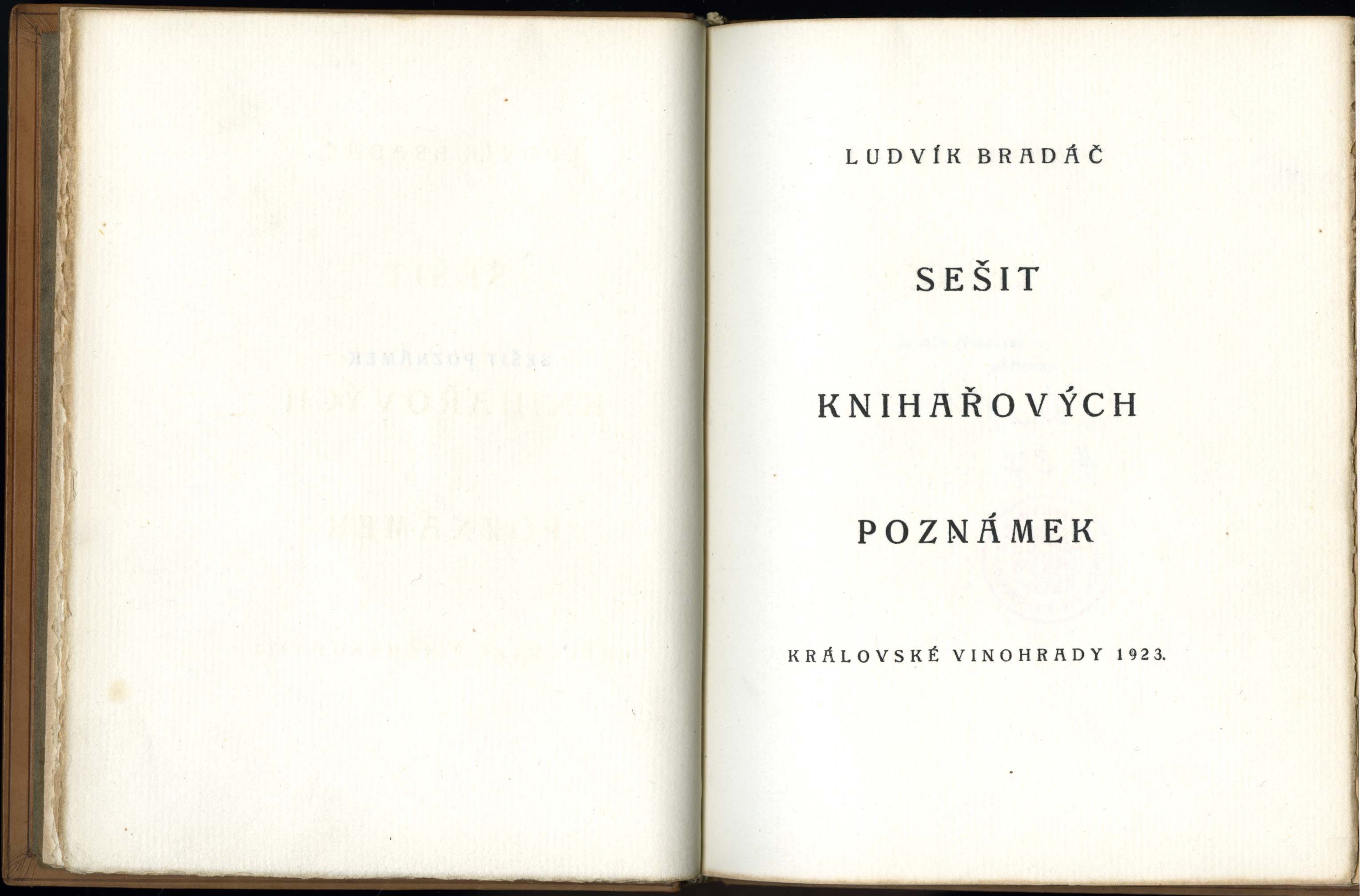 Náhledový obrázek Ludvík Bradáč: Sešit knihařových poznámek. Praha, L. Bradáč 1923. - 3